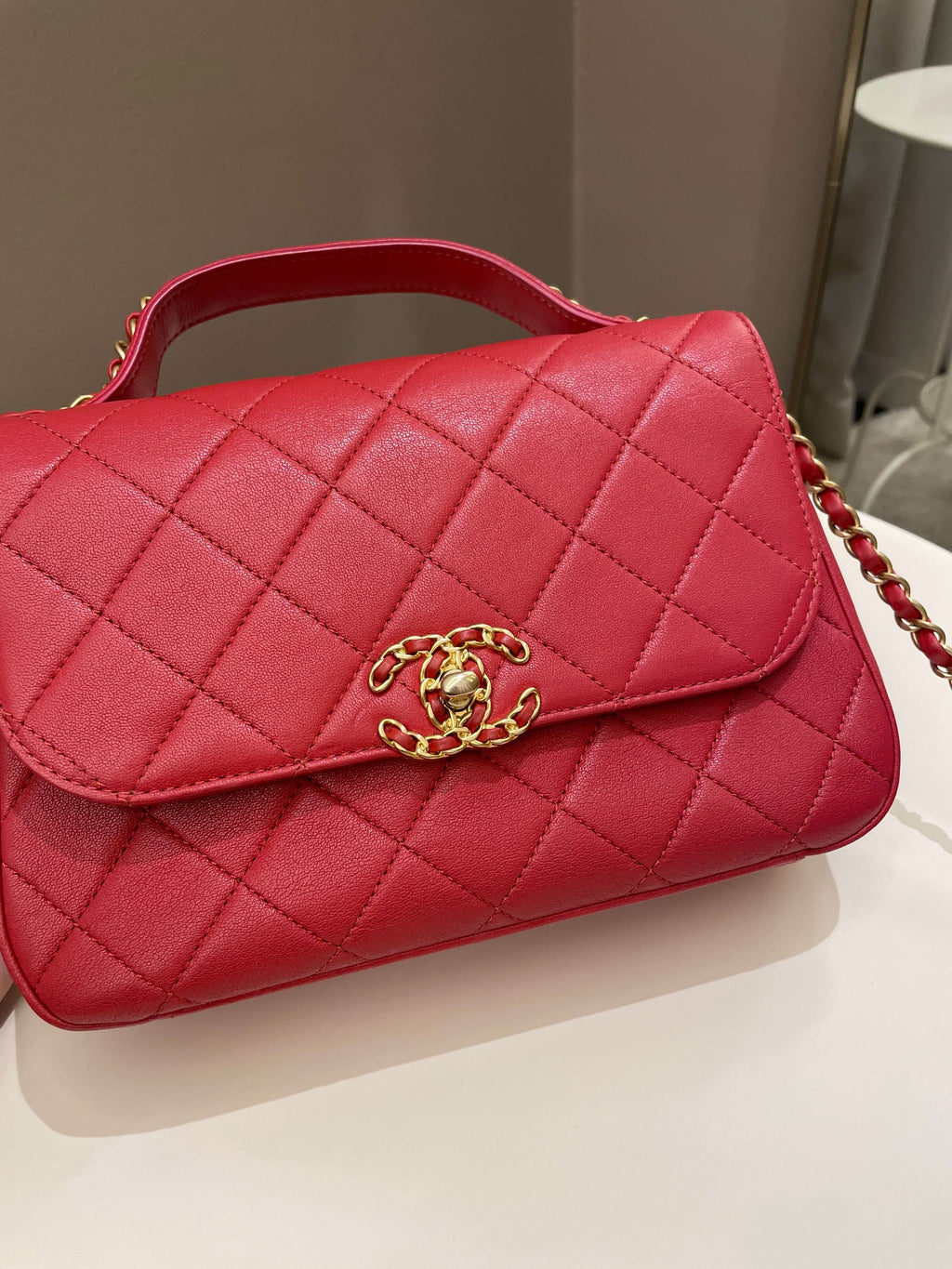 Chanel Infinity Top Handle Bag Red