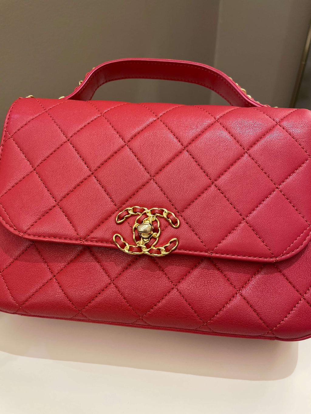 Chanel Infinity Top Handle Bag Red