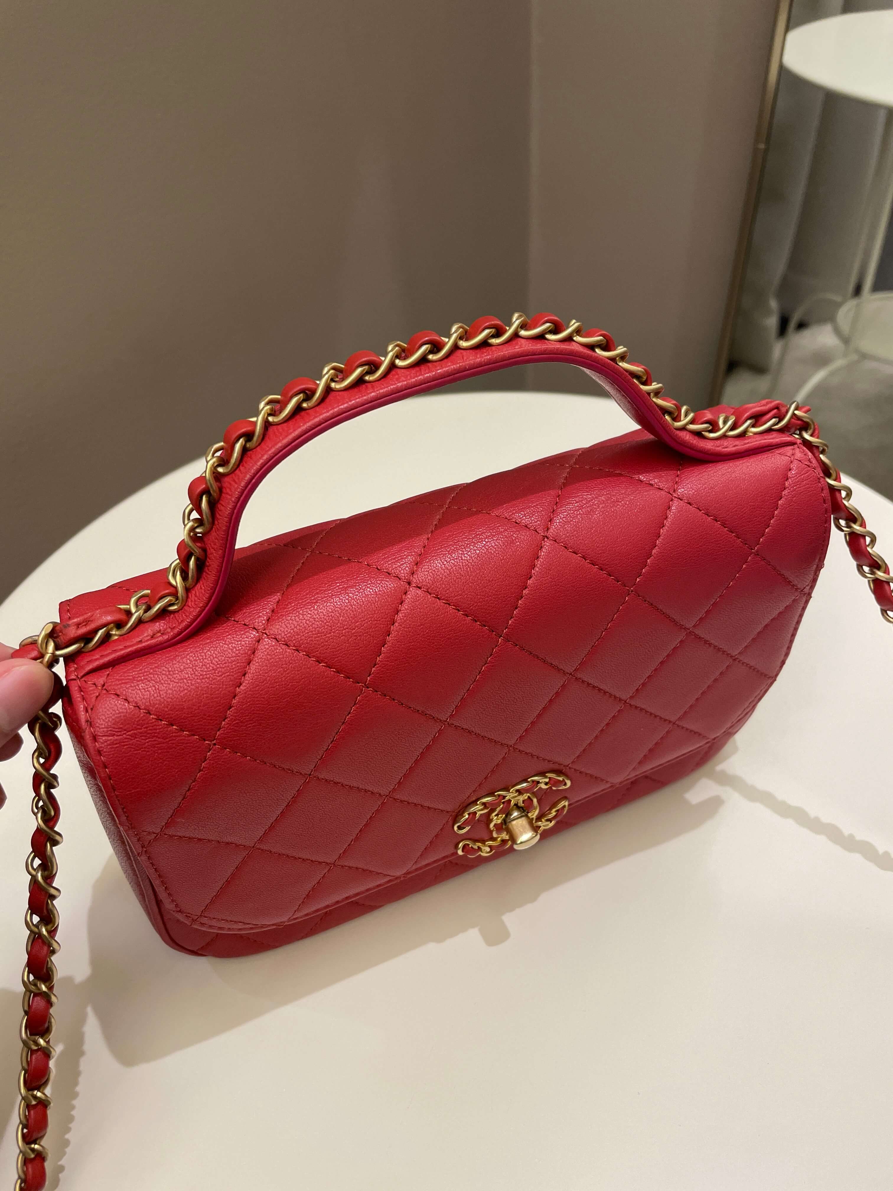 Chanel Infinity Top Handle Bag Red