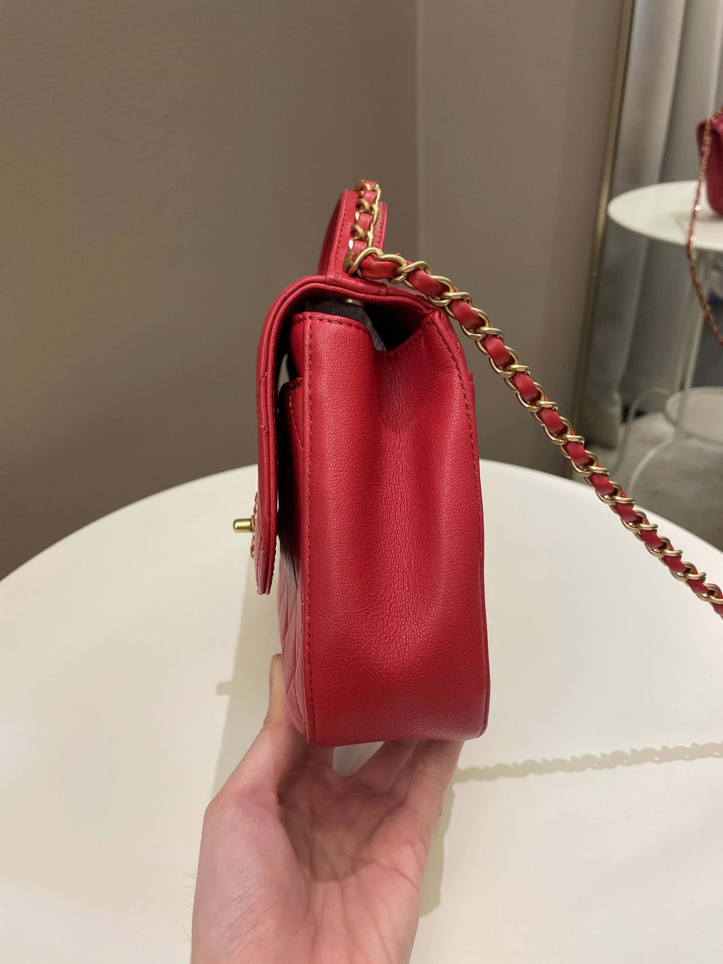 Chanel Infinity Top Handle Bag Red