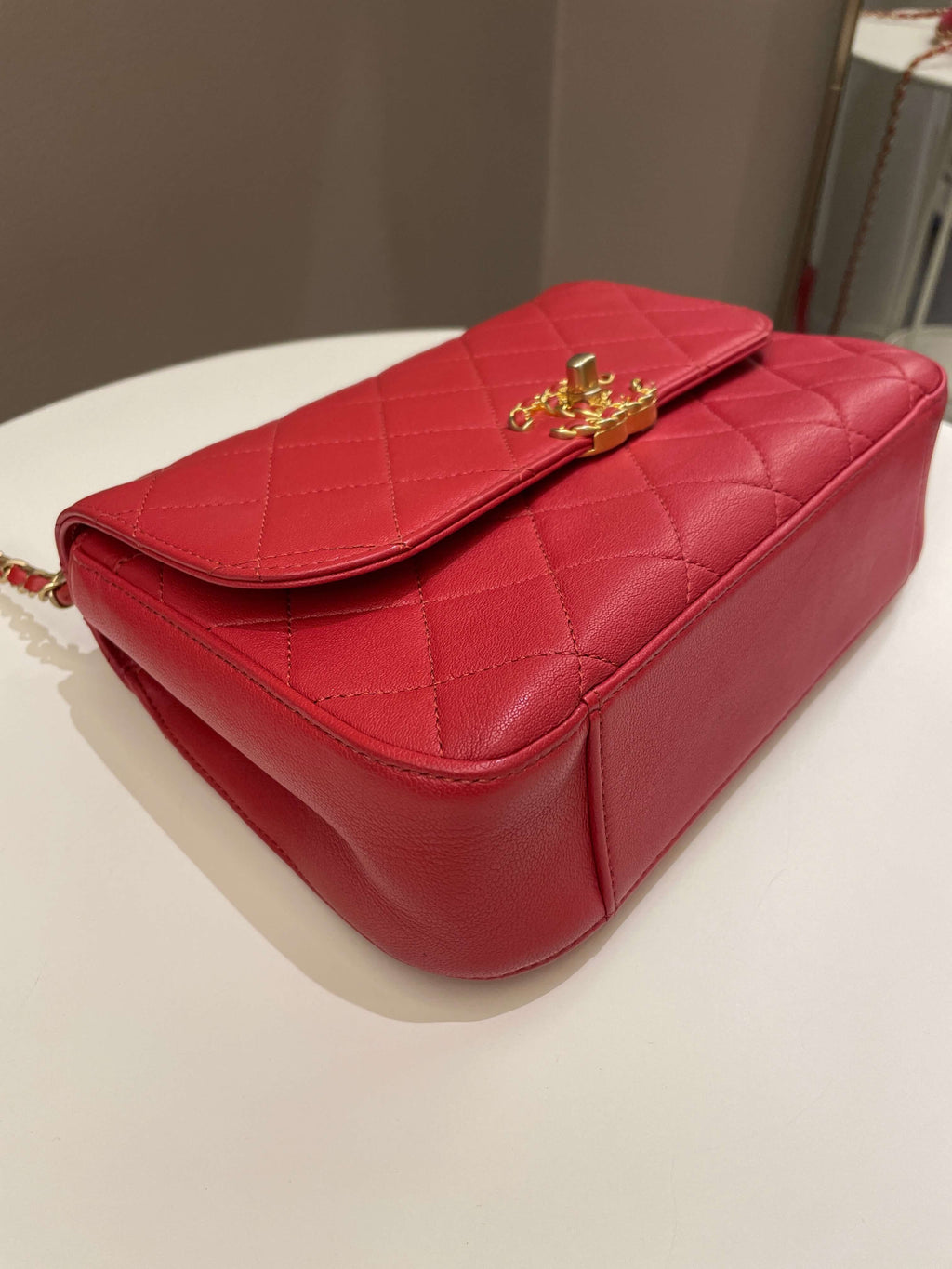 Chanel Infinity Top Handle Bag Red