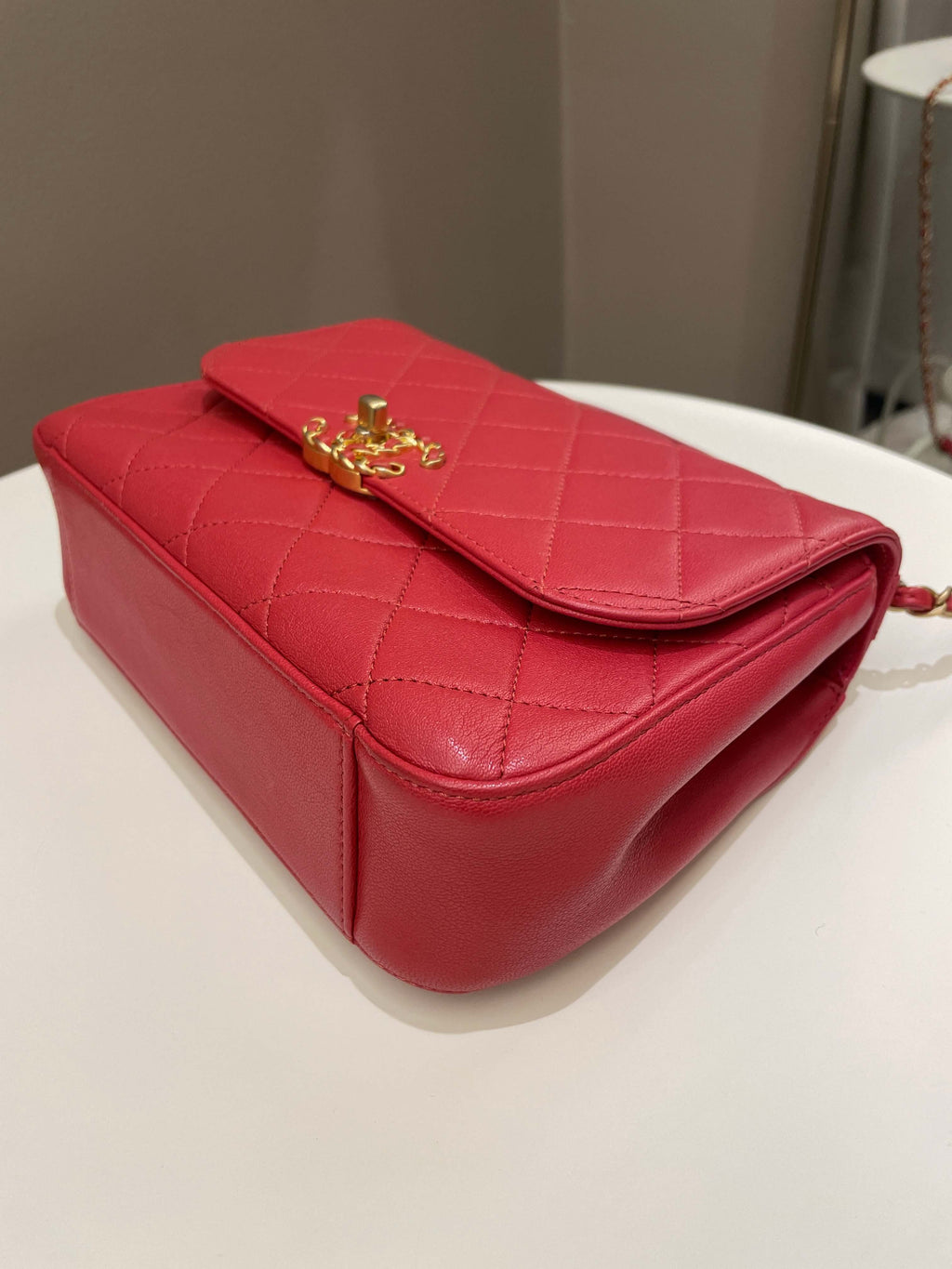 Chanel Infinity Top Handle Bag Red