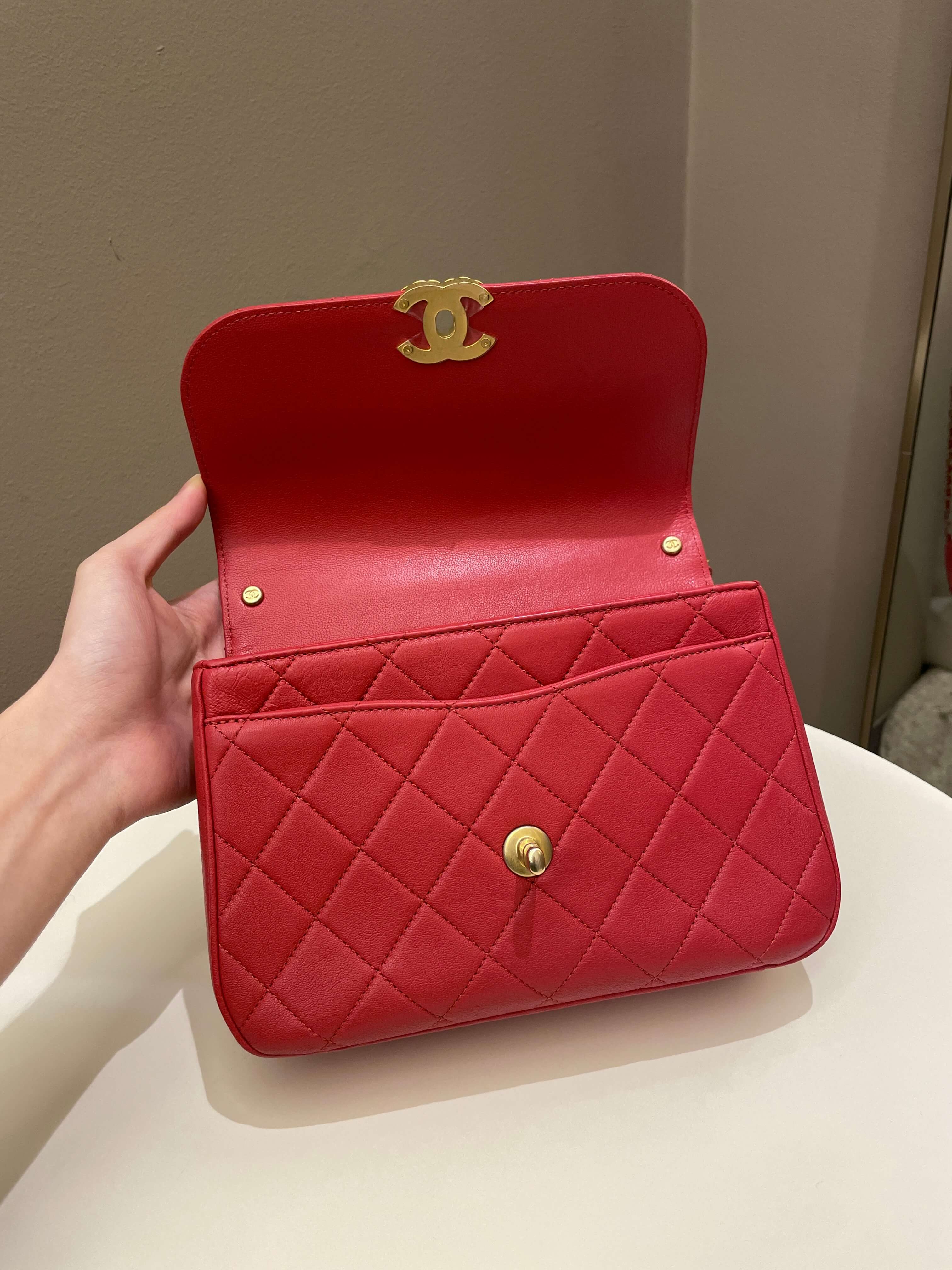 Chanel Infinity Top Handle Bag Red