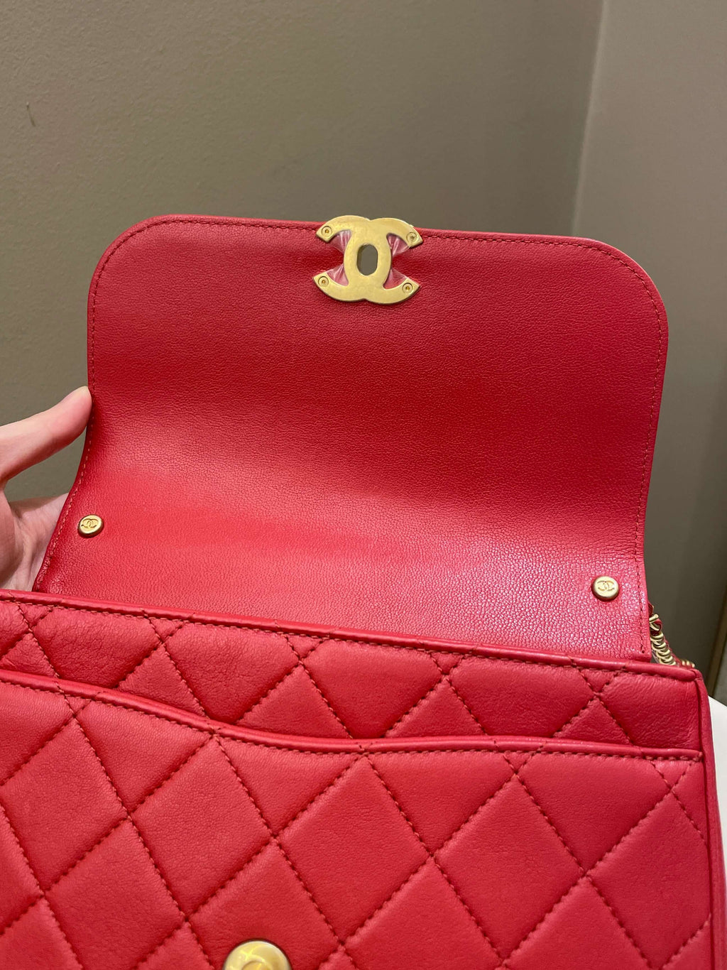 Chanel Infinity Top Handle Bag Red