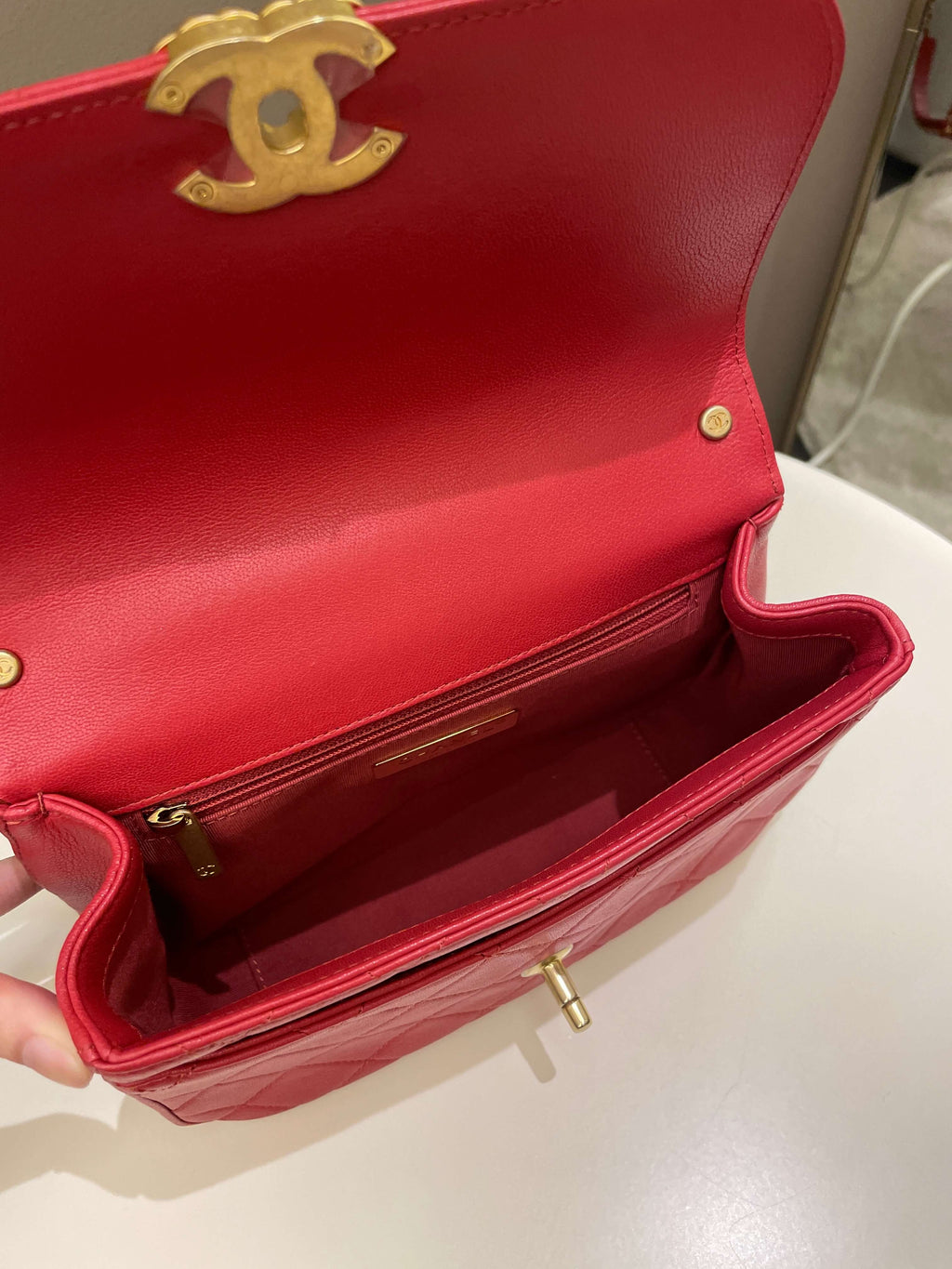 Chanel Infinity Top Handle Bag Red
