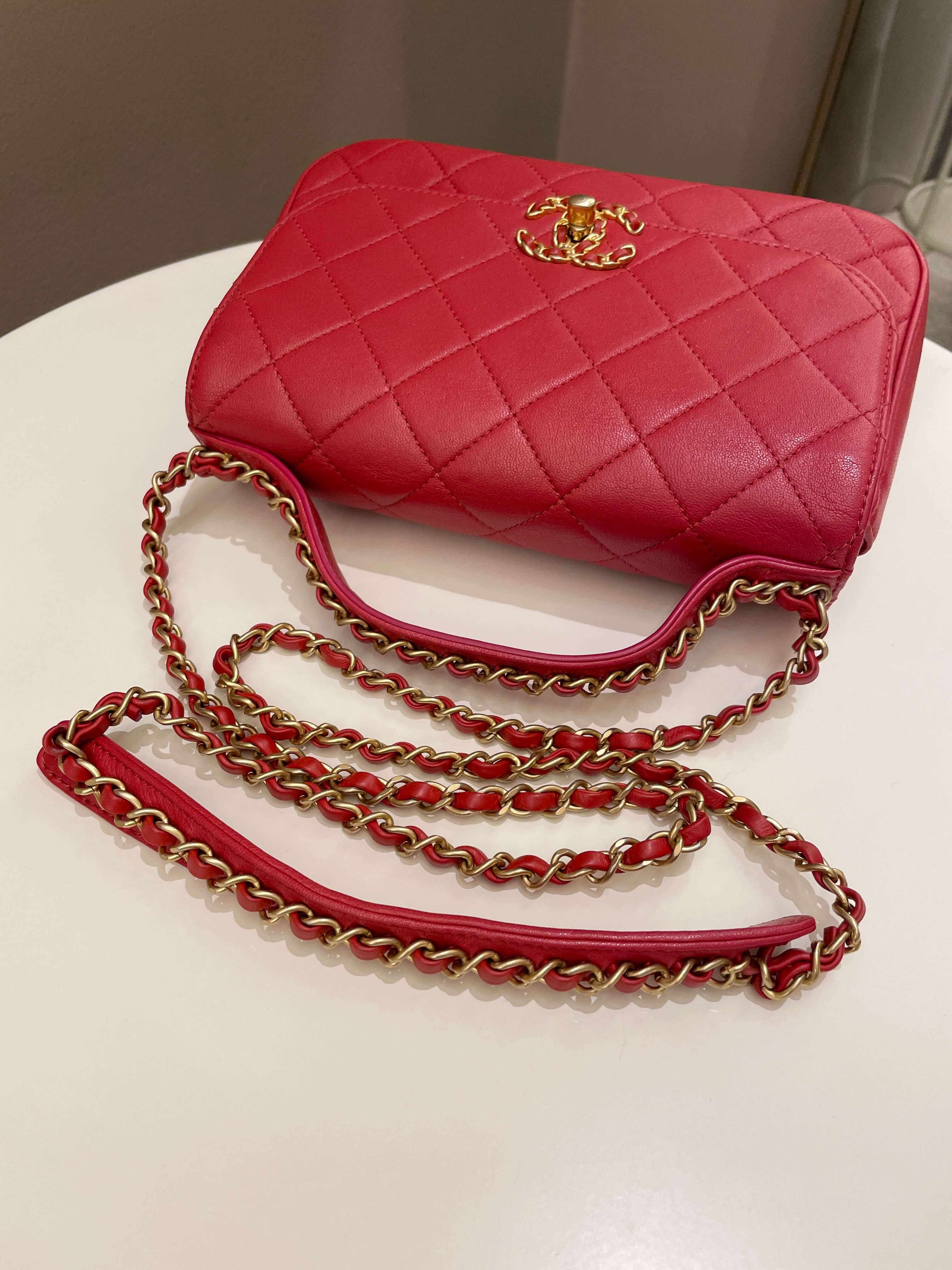 Chanel Infinity Top Handle Bag Red