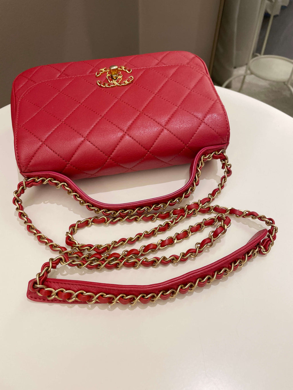 Chanel Infinity Top Handle Bag Red