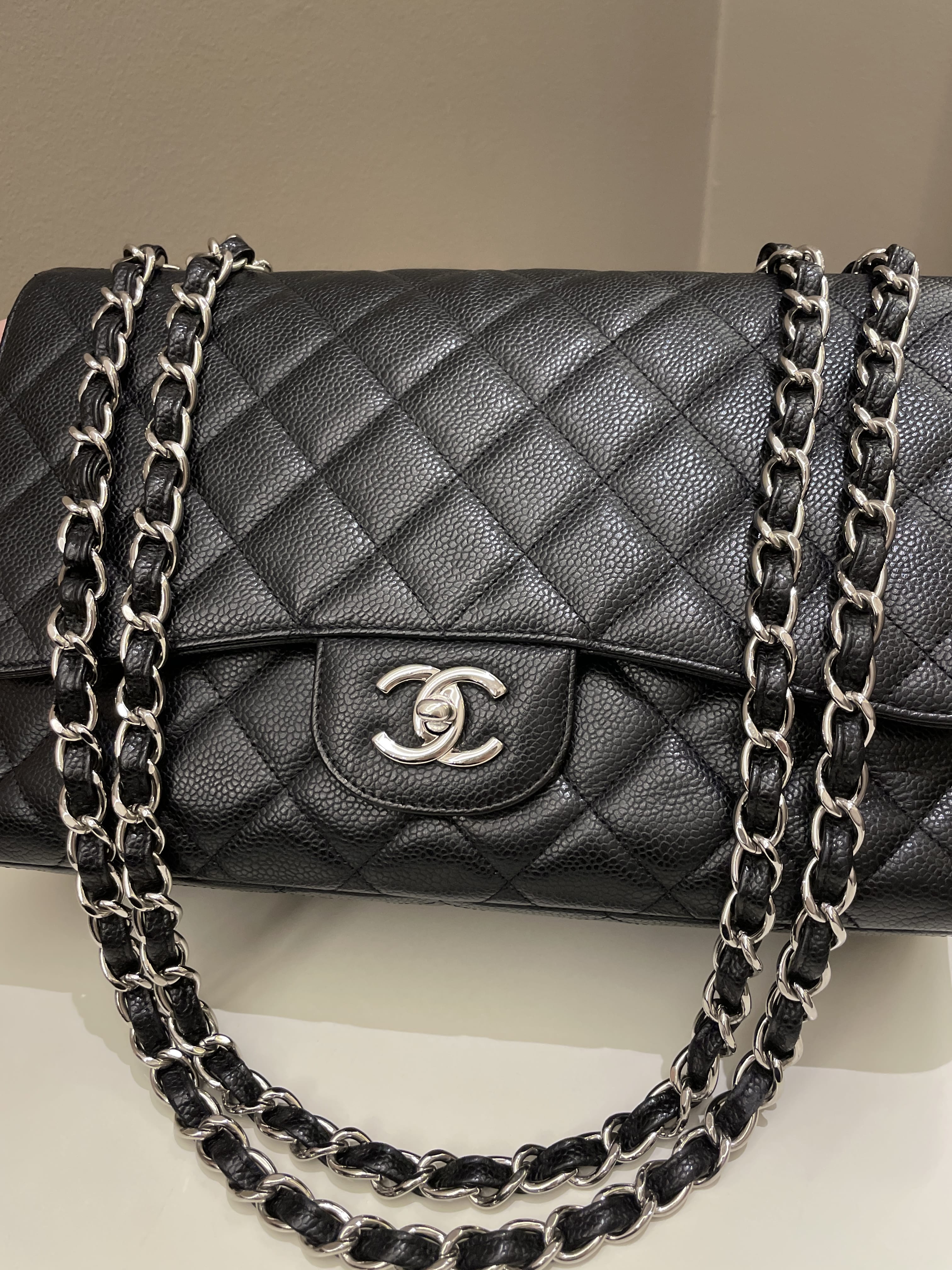 Chanel Classic Quilted Jumbo Single Flap Black Caviar