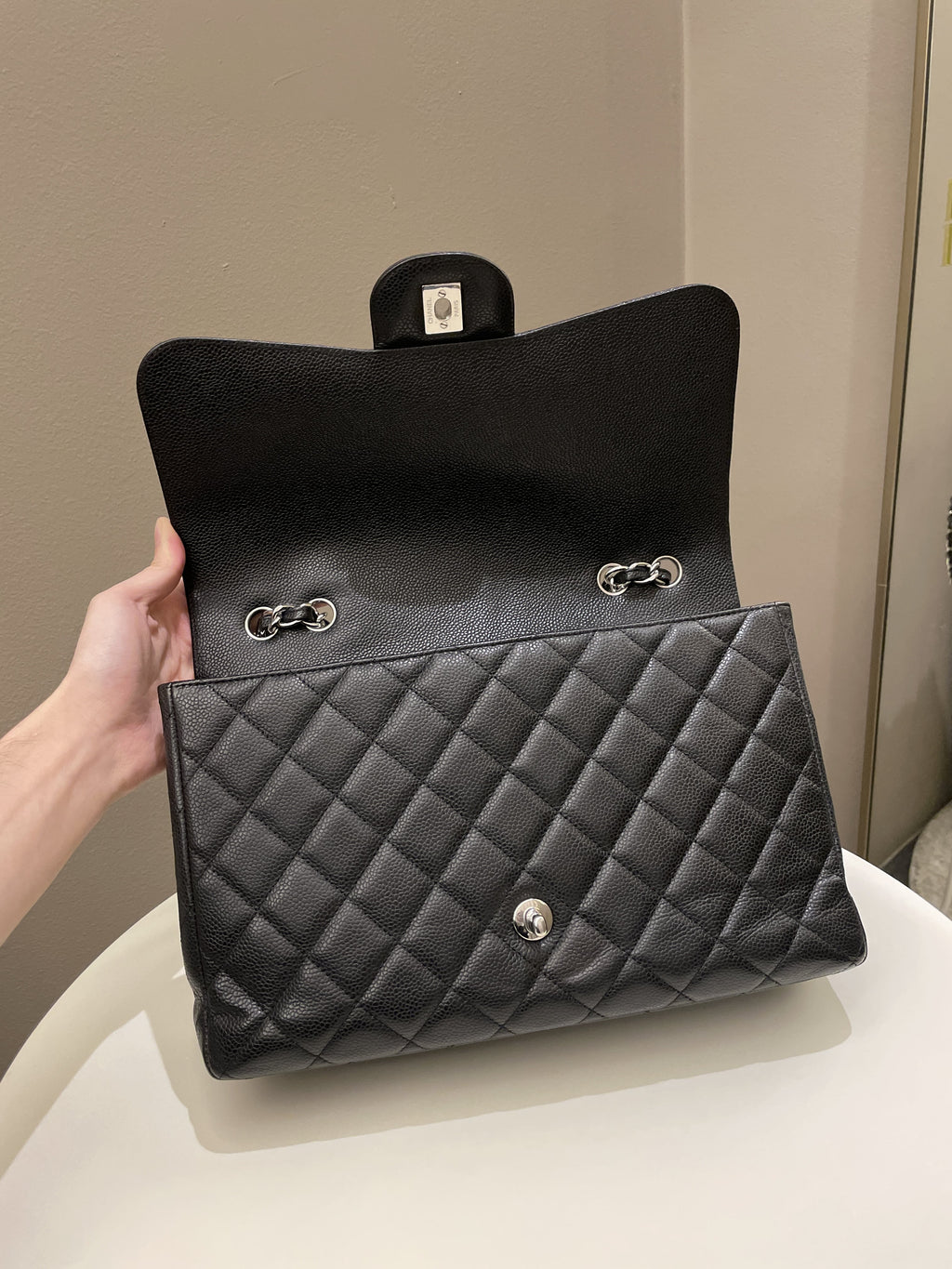 Chanel Classic Quilted Jumbo Single Flap Black Caviar