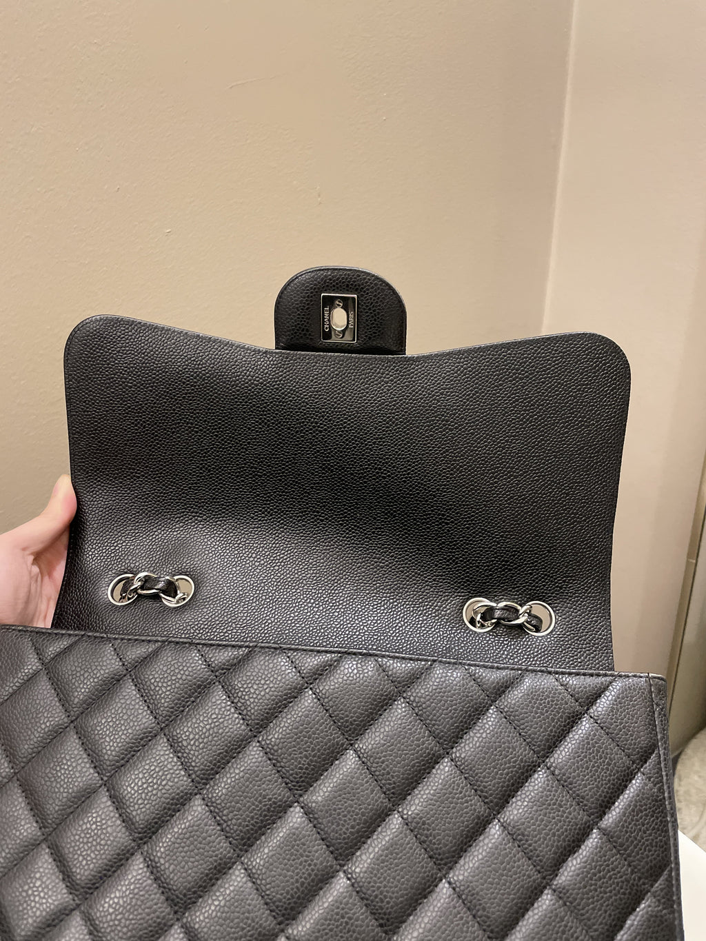 Chanel Classic Quilted Jumbo Single Flap Black Caviar