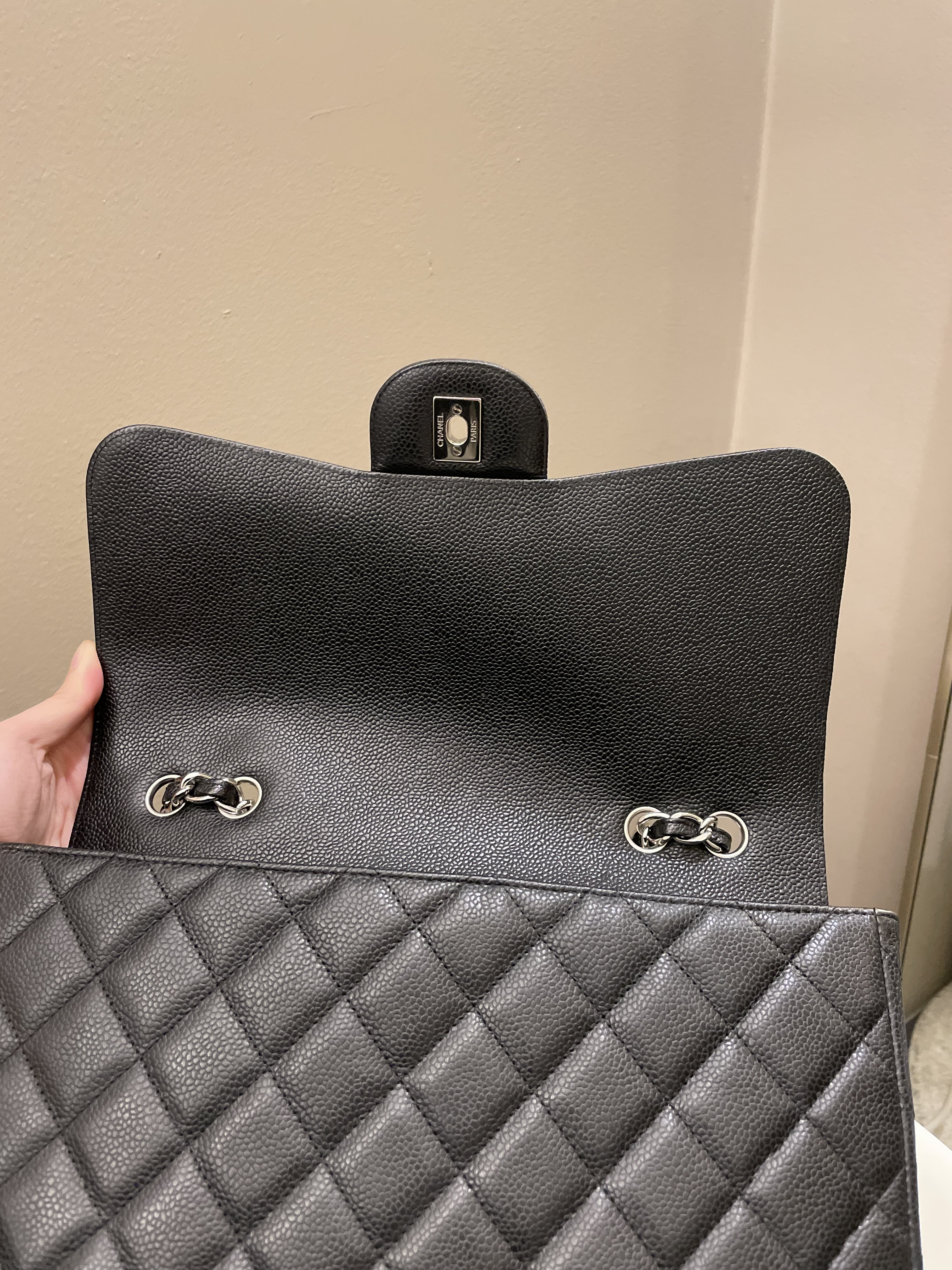 Chanel Classic Quilted Jumbo Single Flap Black Caviar