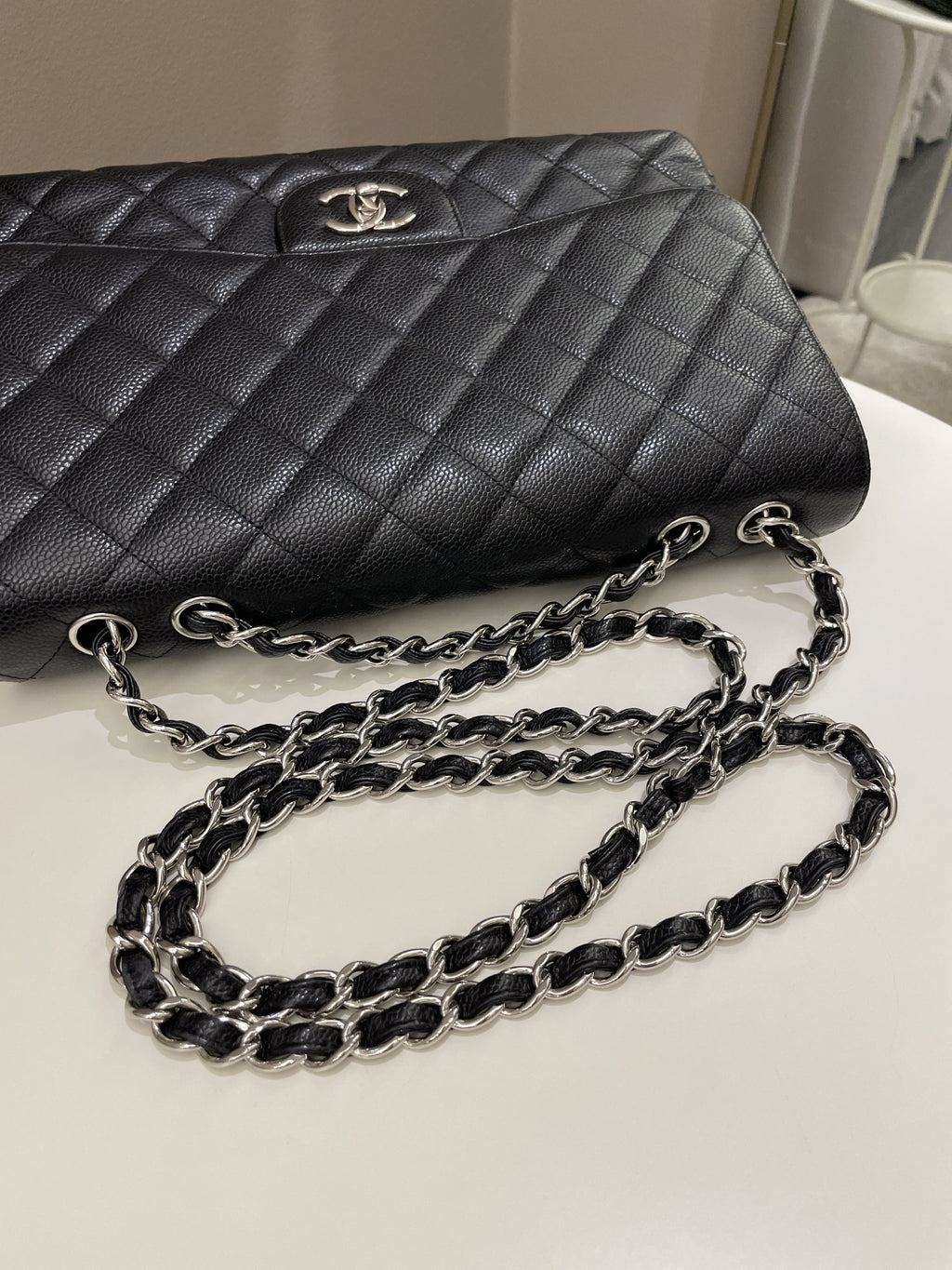 Chanel Classic Quilted Jumbo Single Flap Black Caviar