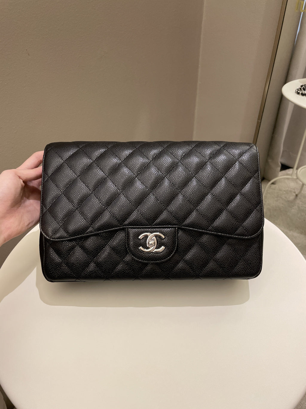 Chanel Classic Quilted Jumbo Single Flap Black Caviar