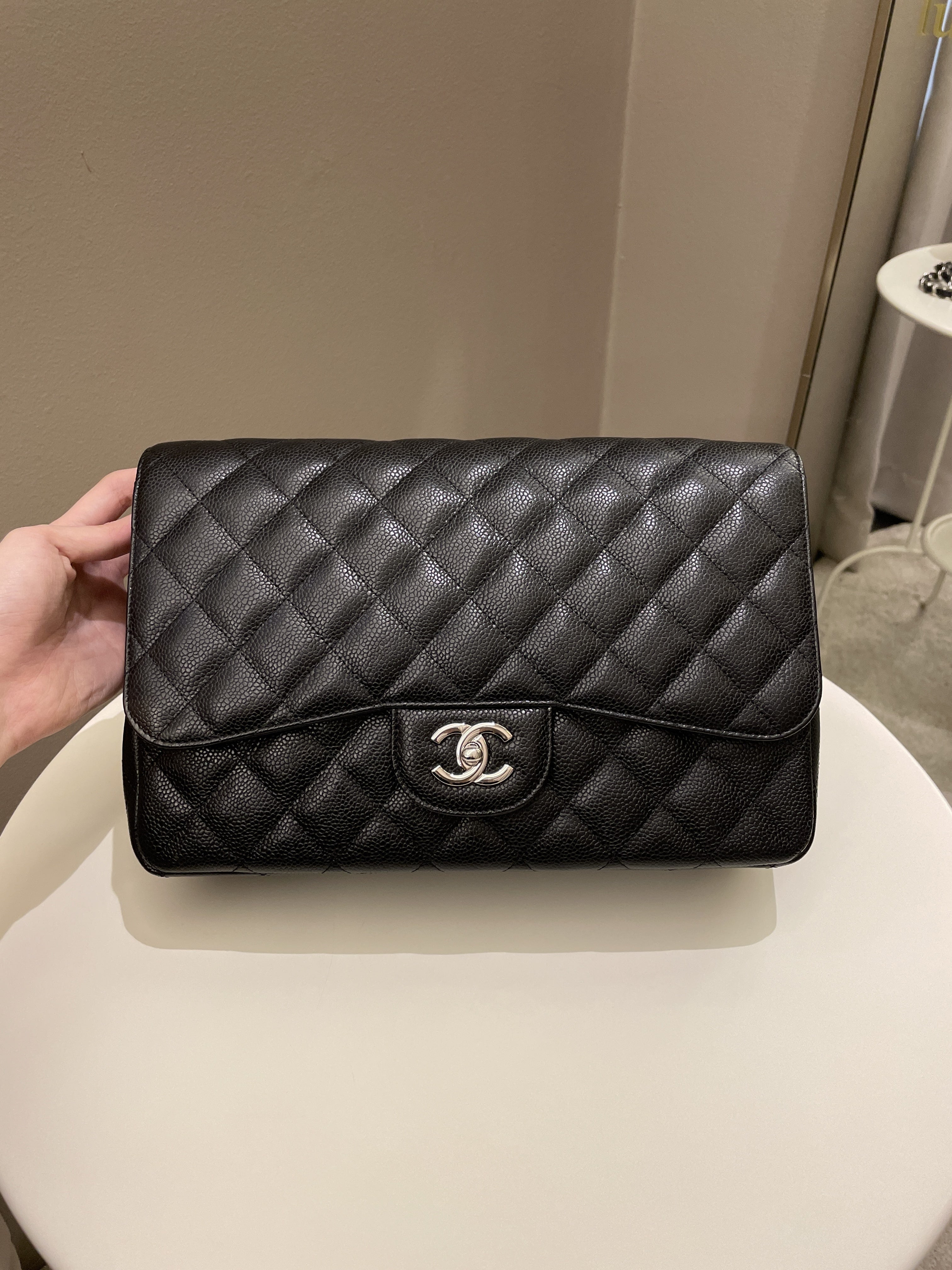 Chanel Classic Quilted Jumbo Single Flap Black Caviar