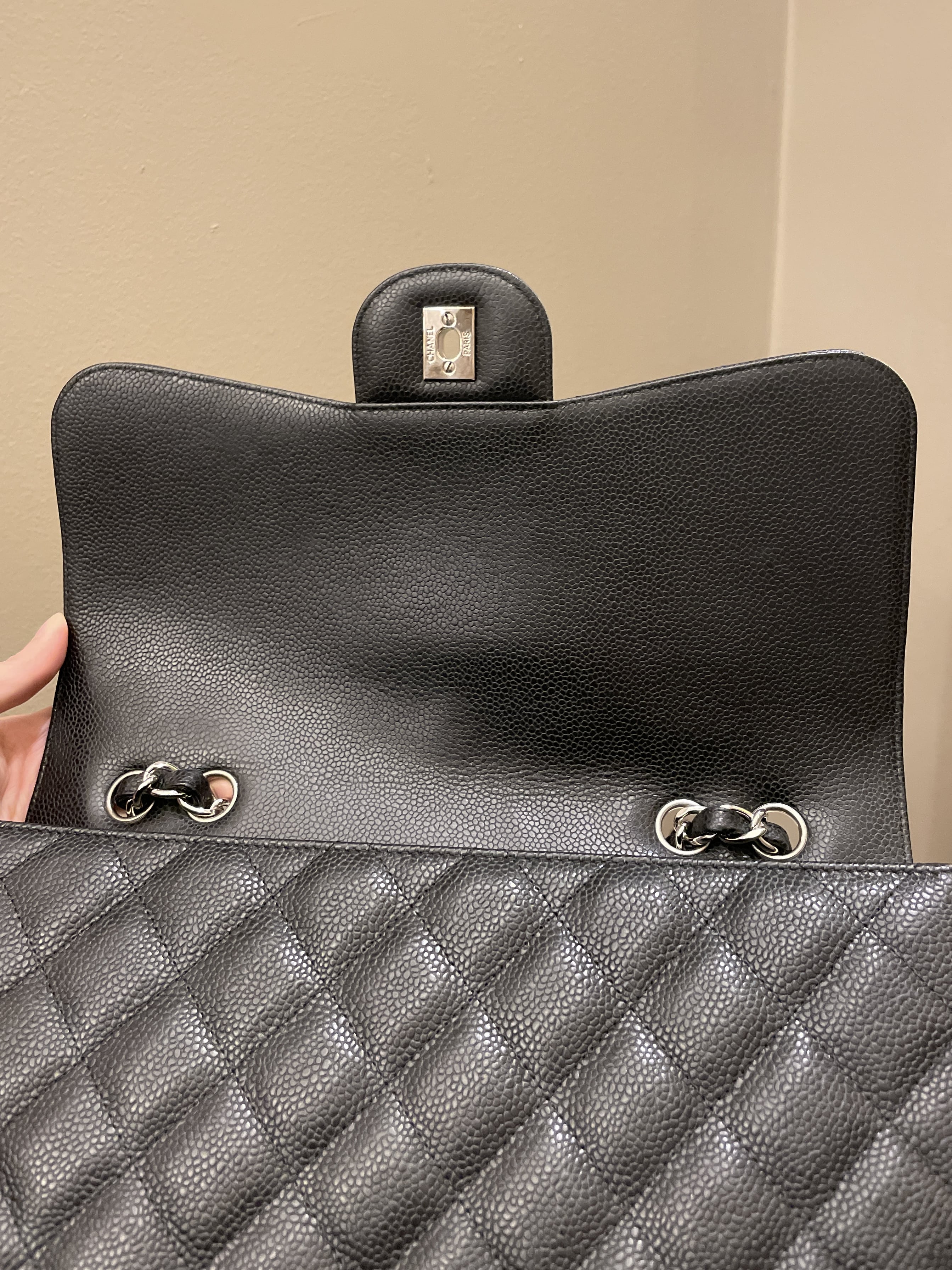 Chanel Classic Quilted Jumbo Single Flap Black Caviar