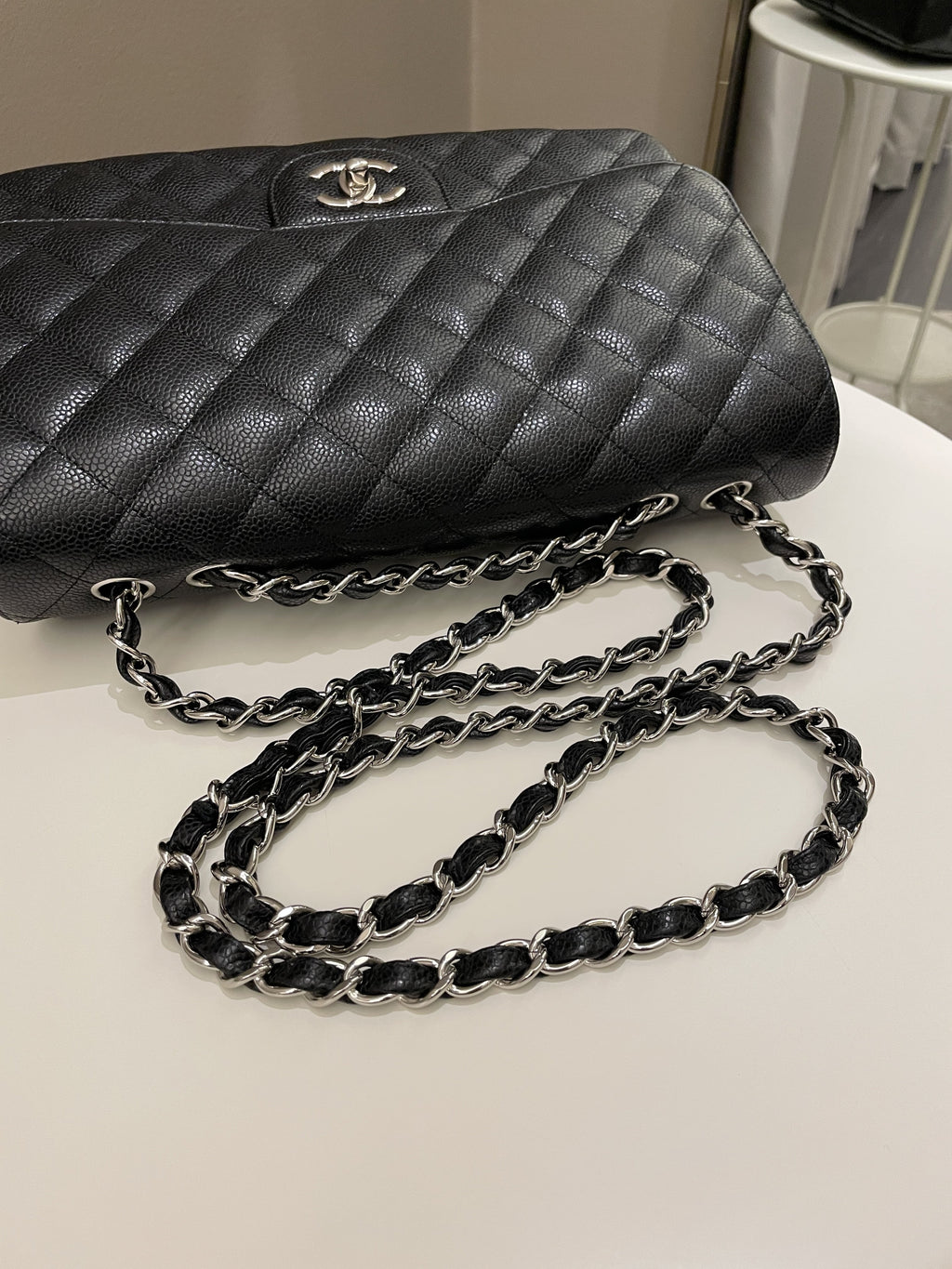 Chanel Classic Quilted Jumbo Single Flap Black Caviar