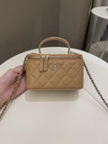 Chanel Top Handle Vanity Rectangular Dark Beige Lambskin