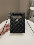 Chanel Evening Handle Chain Box Bag Black Caviar
