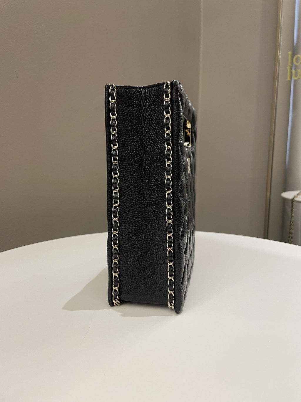 Chanel Evening Handle Chain Box Bag Black Caviar