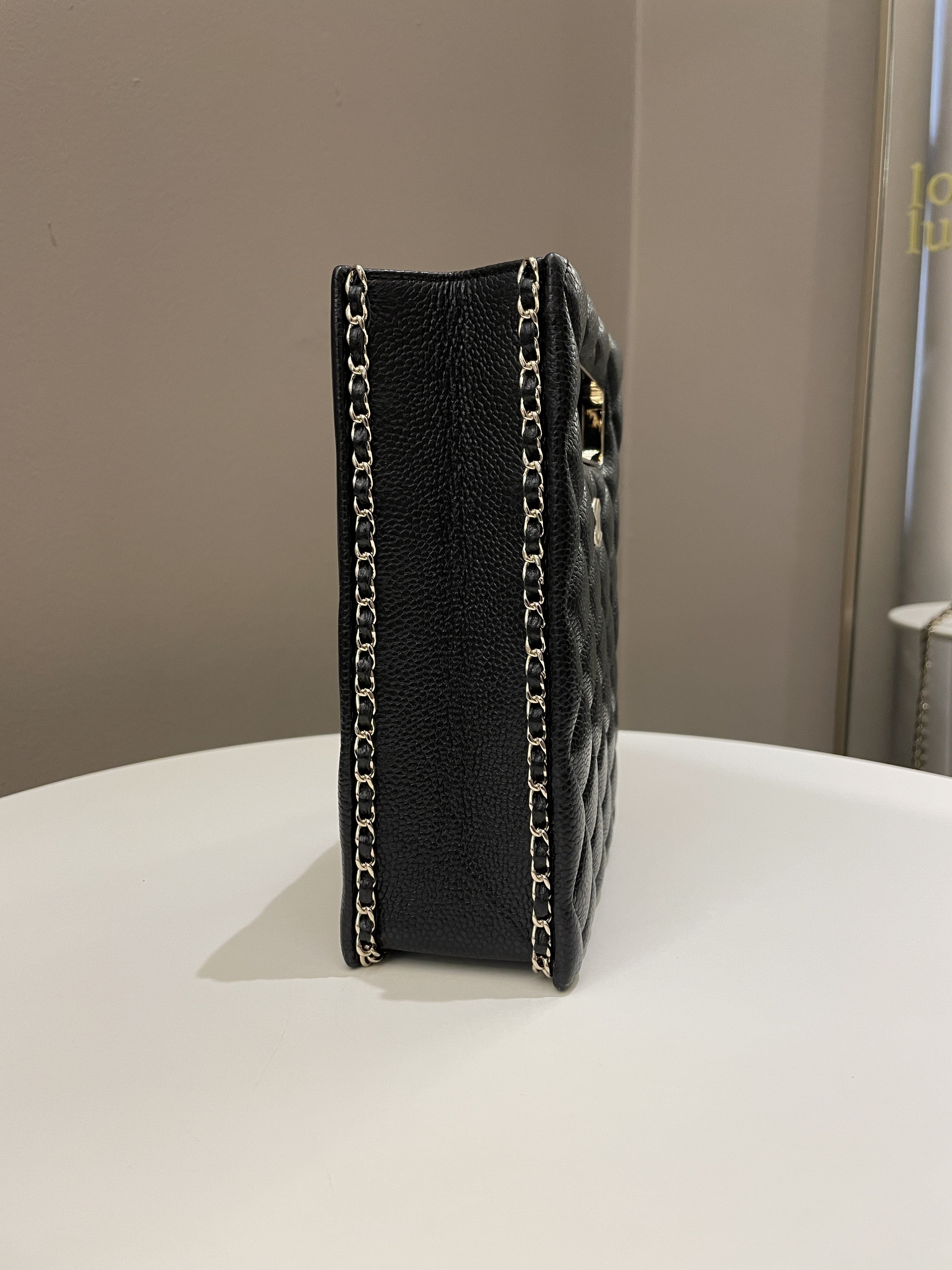 Chanel Evening Handle Chain Box Bag Black Caviar