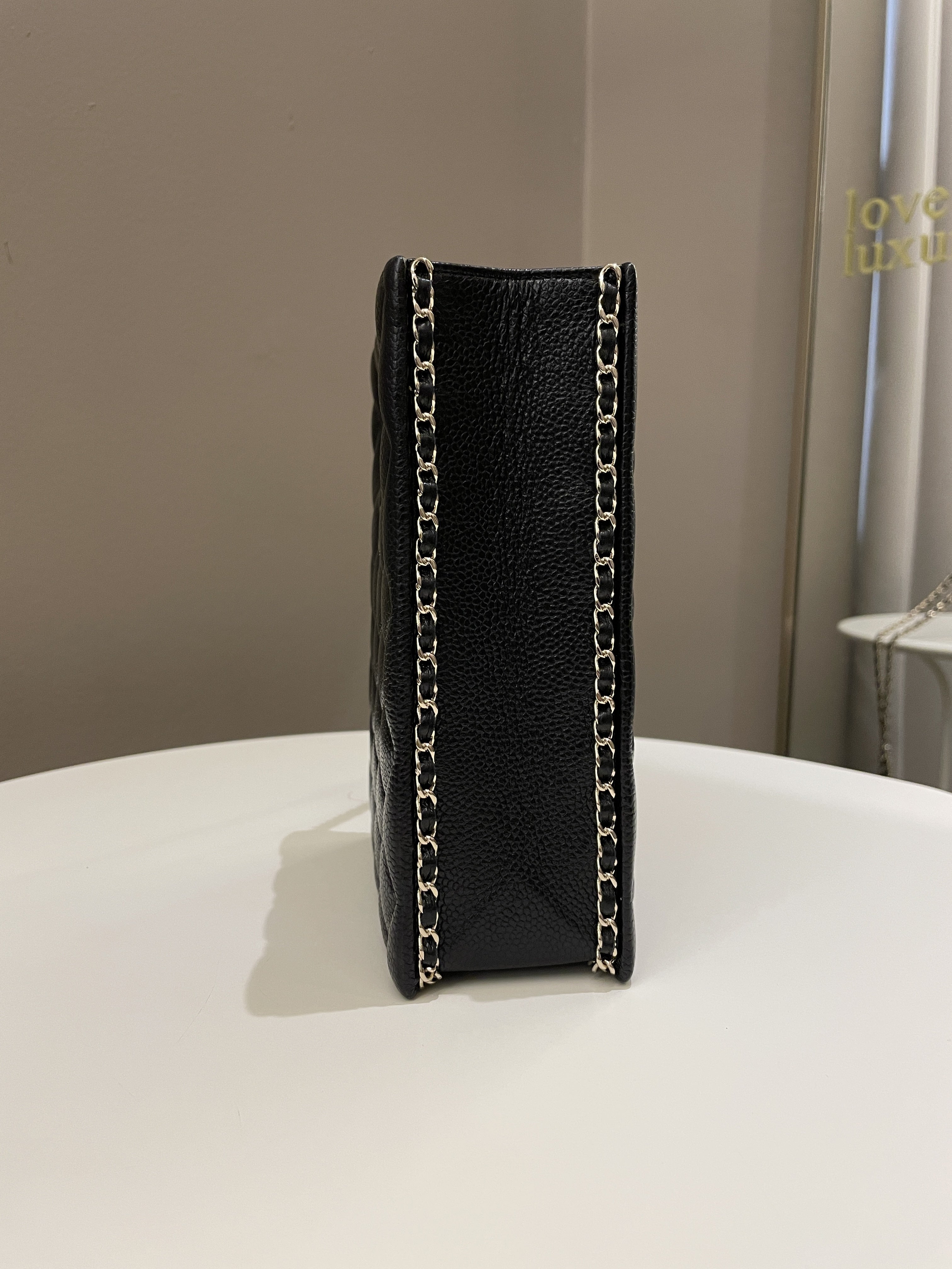 Chanel Evening Handle Chain Box Bag Black Caviar