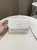 Chanel Business Affinity Clutch On Chain White Caviar