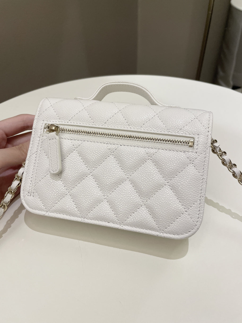 Chanel Business Affinity Clutch On Chain White Caviar