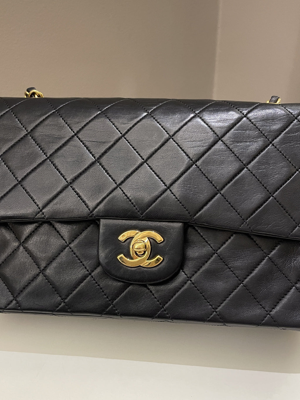 Chanel Vintage Classic Quilted Medium Double Flap Black Lambskin