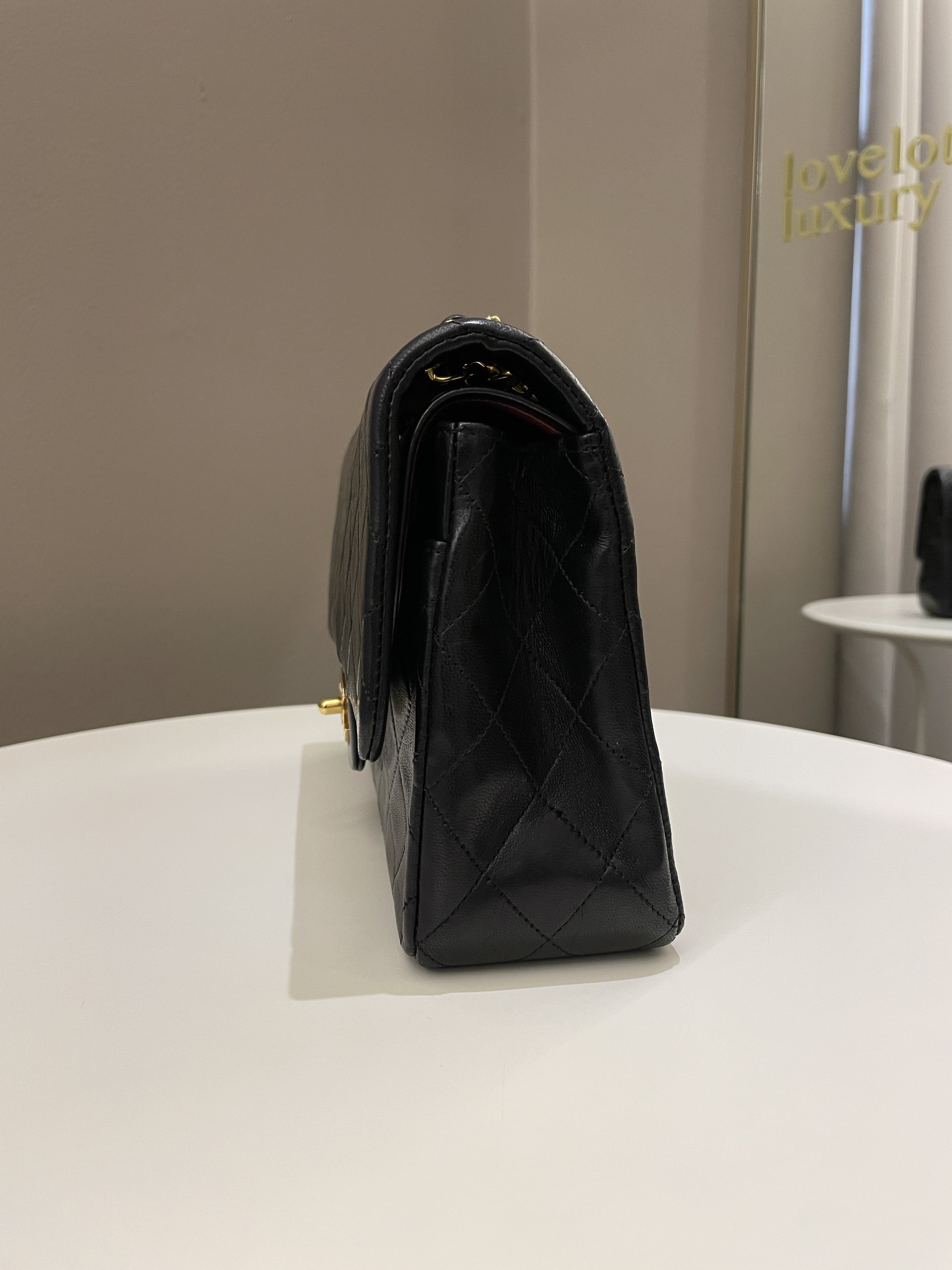 Chanel Vintage Classic Quilted Medium Double Flap Black Lambskin