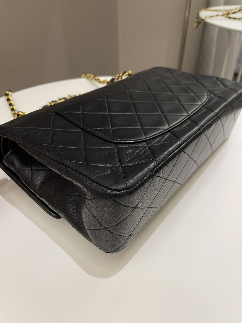 Chanel Vintage Classic Quilted Medium Double Flap Black Lambskin