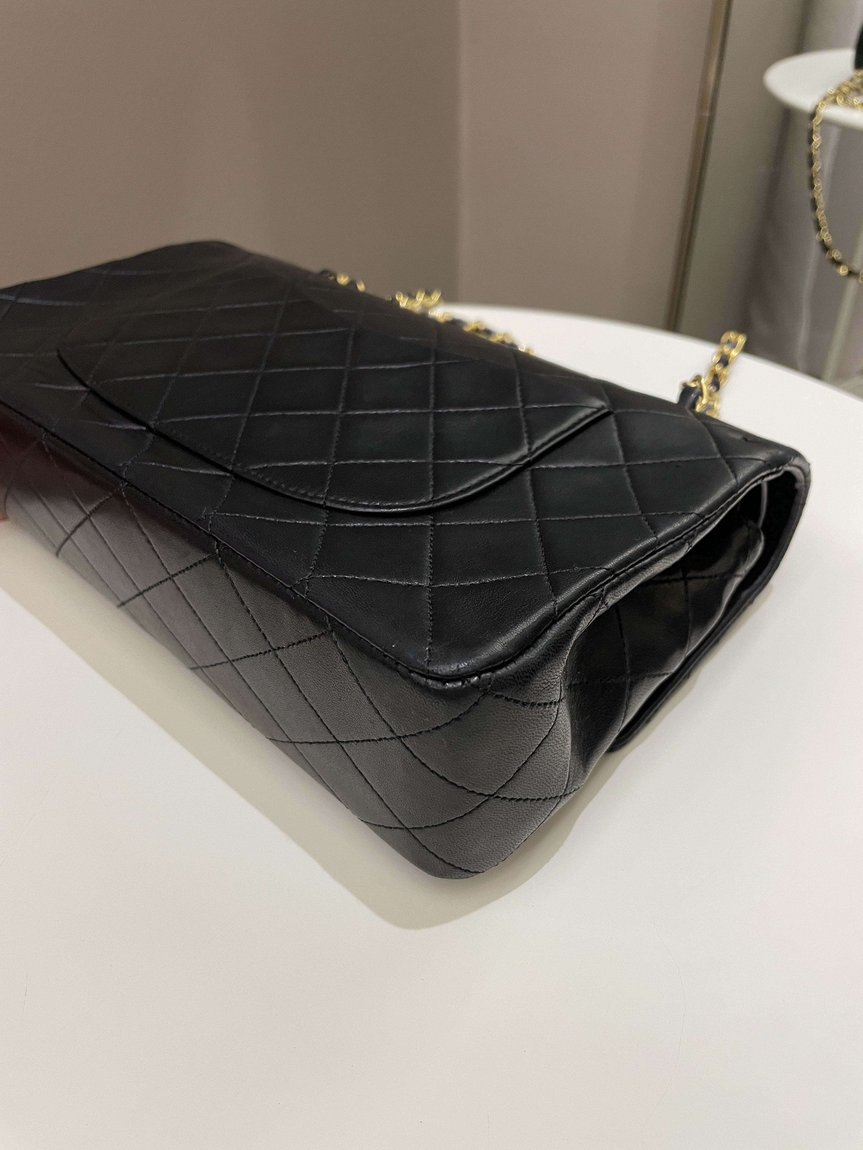 Chanel Vintage Classic Quilted Medium Double Flap Black Lambskin