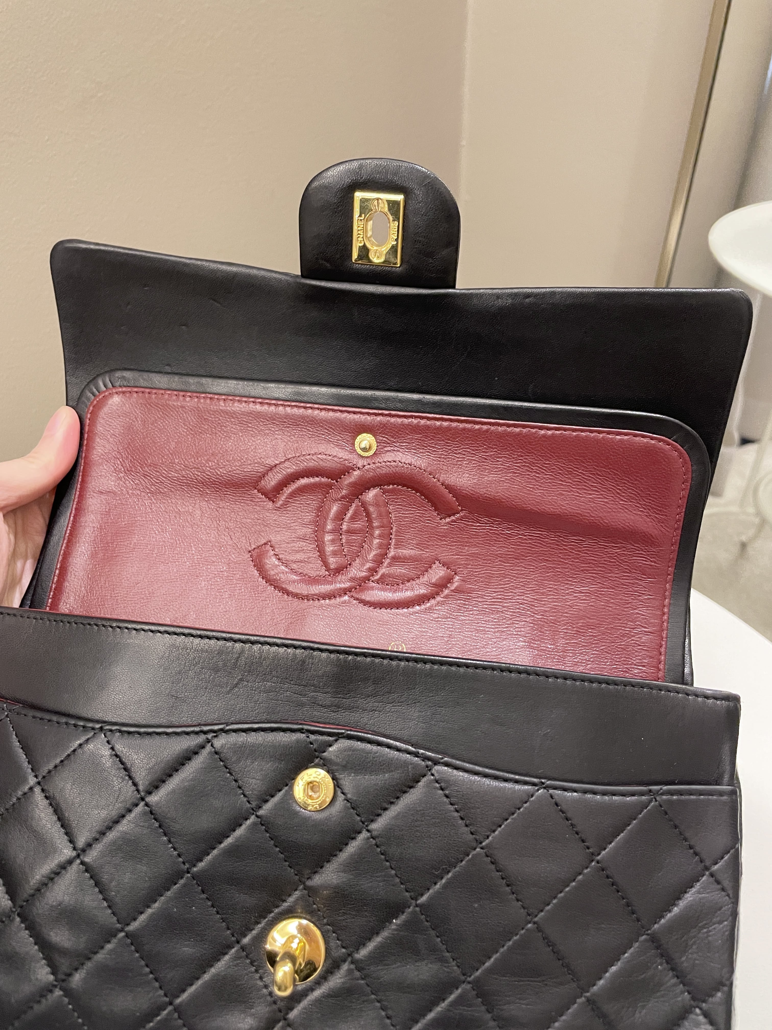 Chanel Vintage Classic Quilted Medium Double Flap Black Lambskin