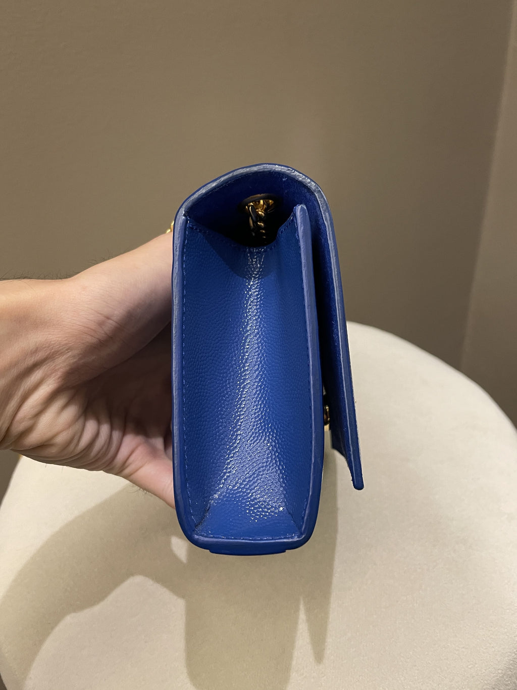 Saint Laurent Kate Mini Chain Flap Bag Blue Grained Caviar