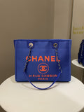 Chanel Deauville Shopper Tote Blue/ Orange
