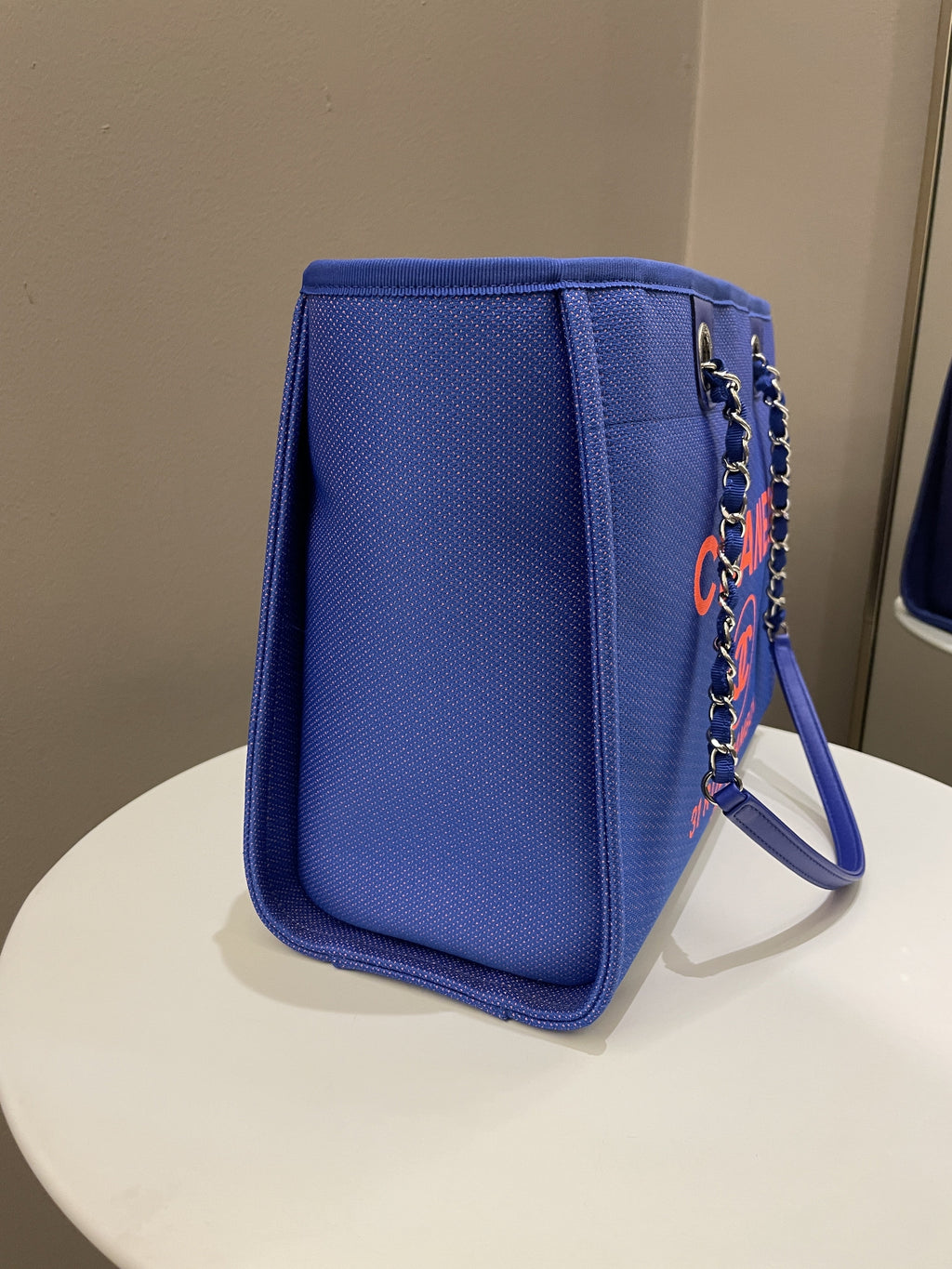 Chanel Deauville Shopper Tote Blue/ Orange