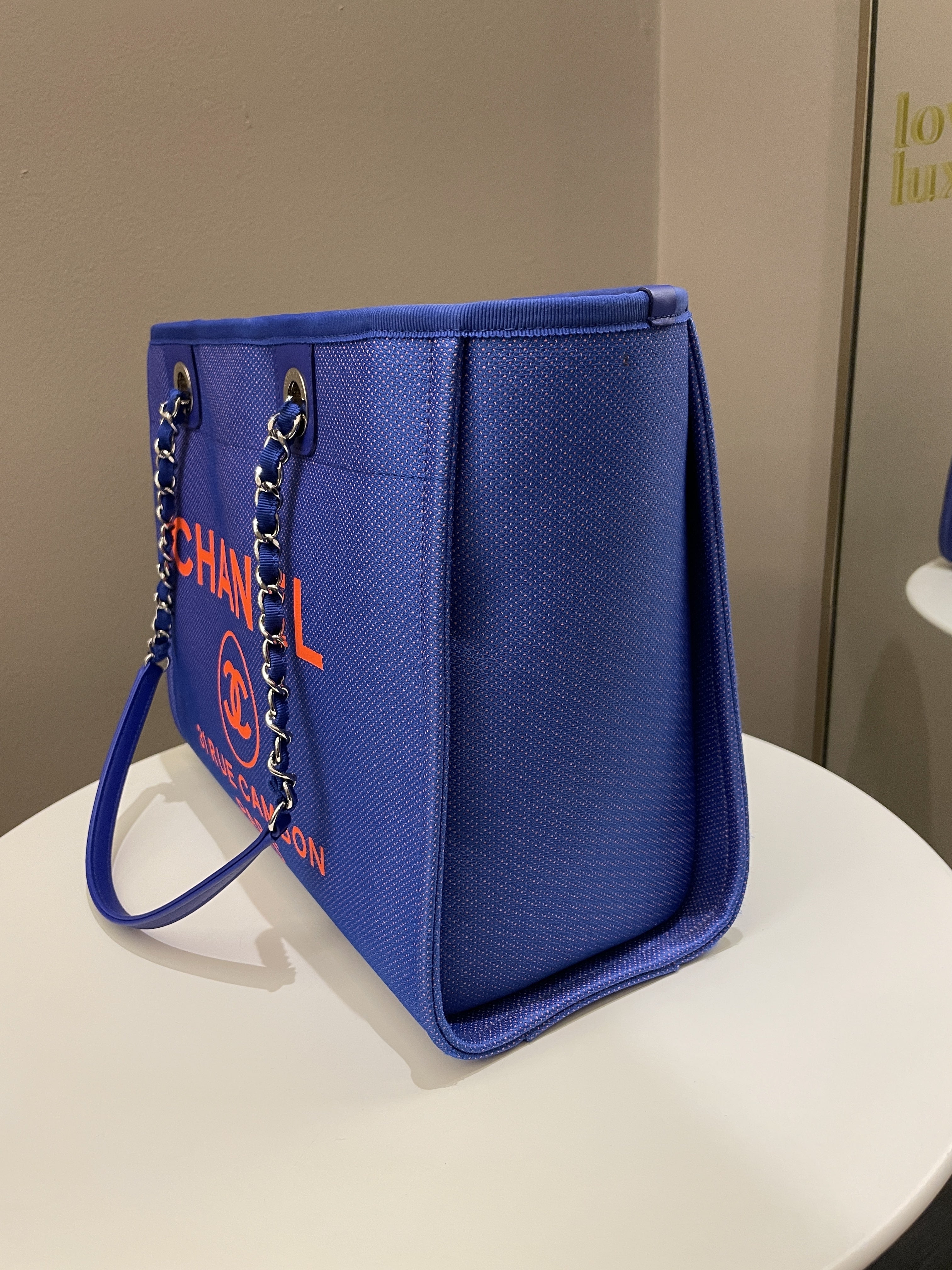 Chanel Deauville Shopper Tote Blue/ Orange