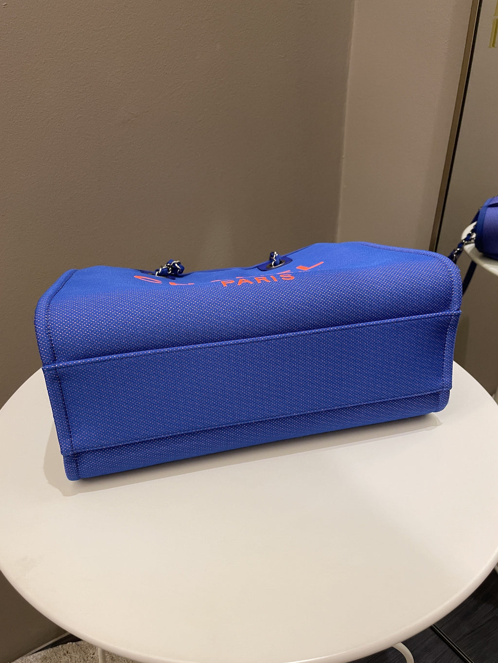 Chanel Deauville Shopper Tote Blue/ Orange
