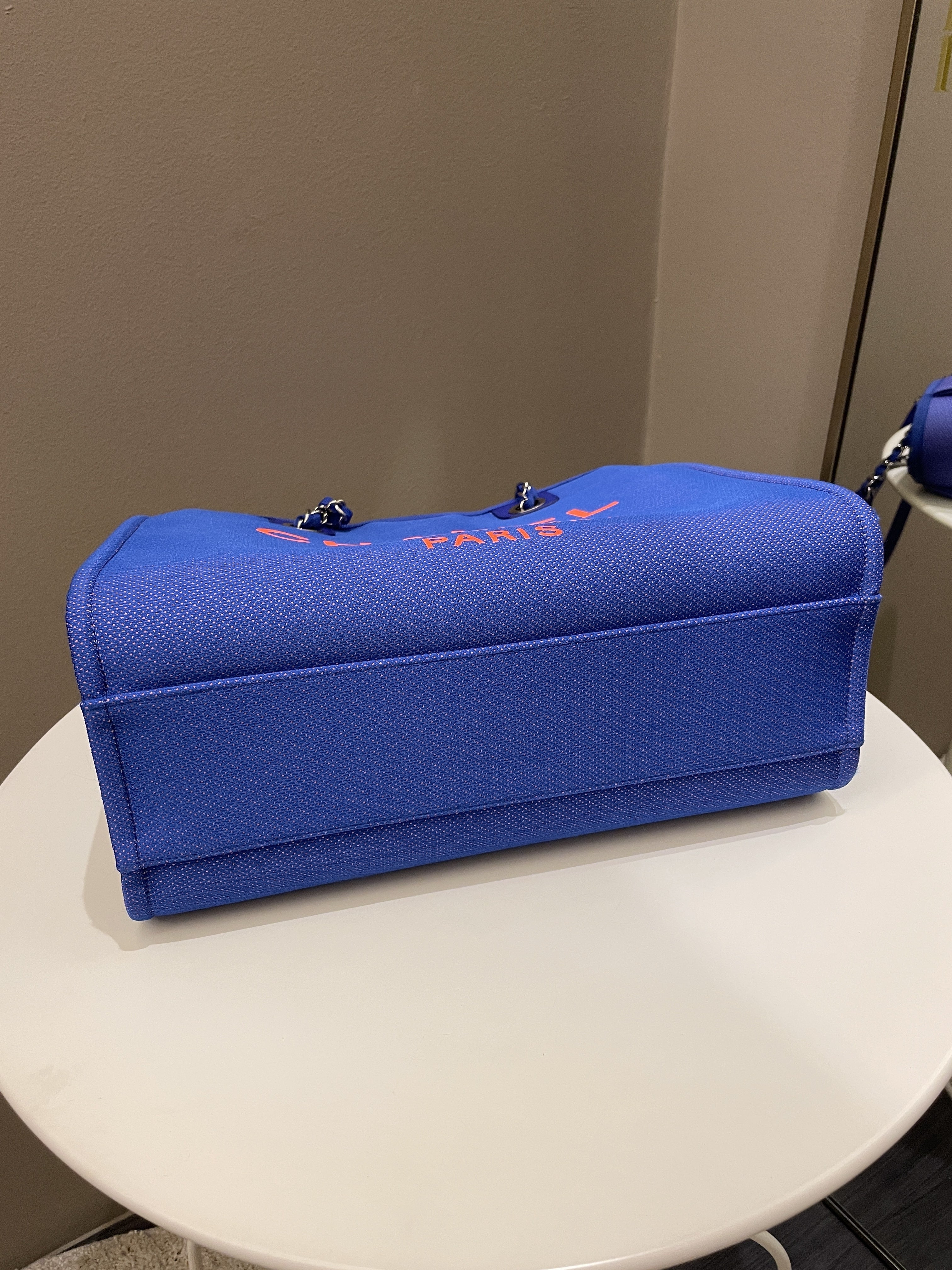 Chanel Deauville Shopper Tote Blue/ Orange