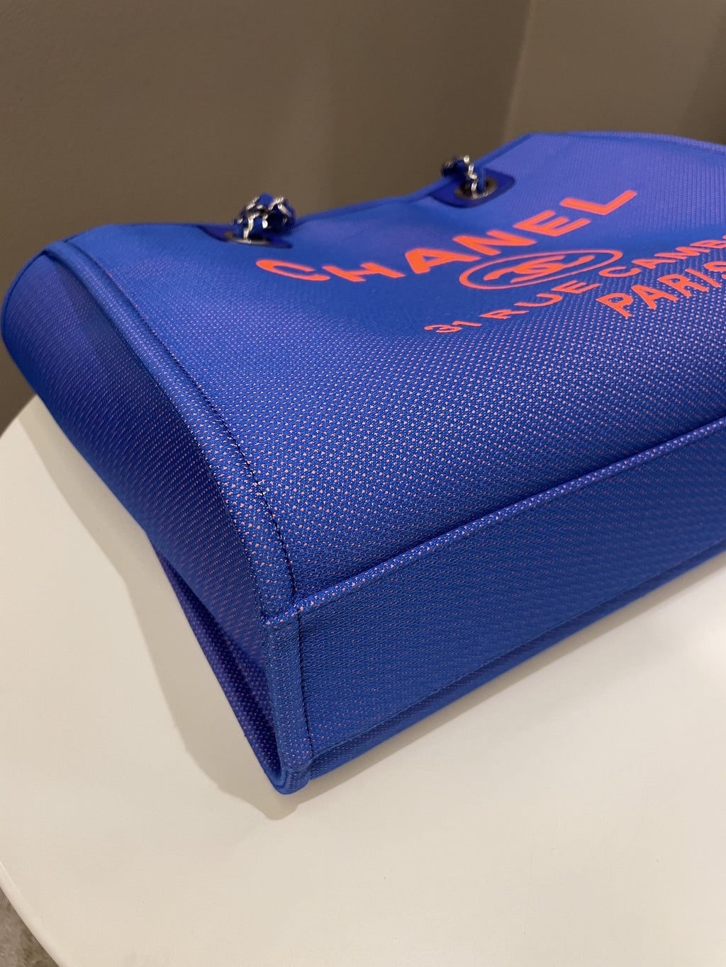 Chanel Deauville Shopper Tote Blue/ Orange