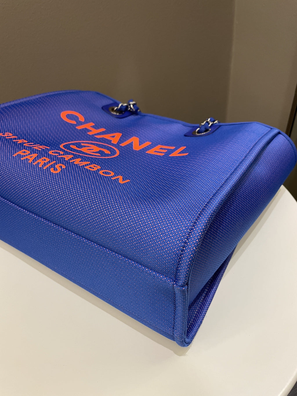 Chanel Deauville Shopper Tote Blue/ Orange