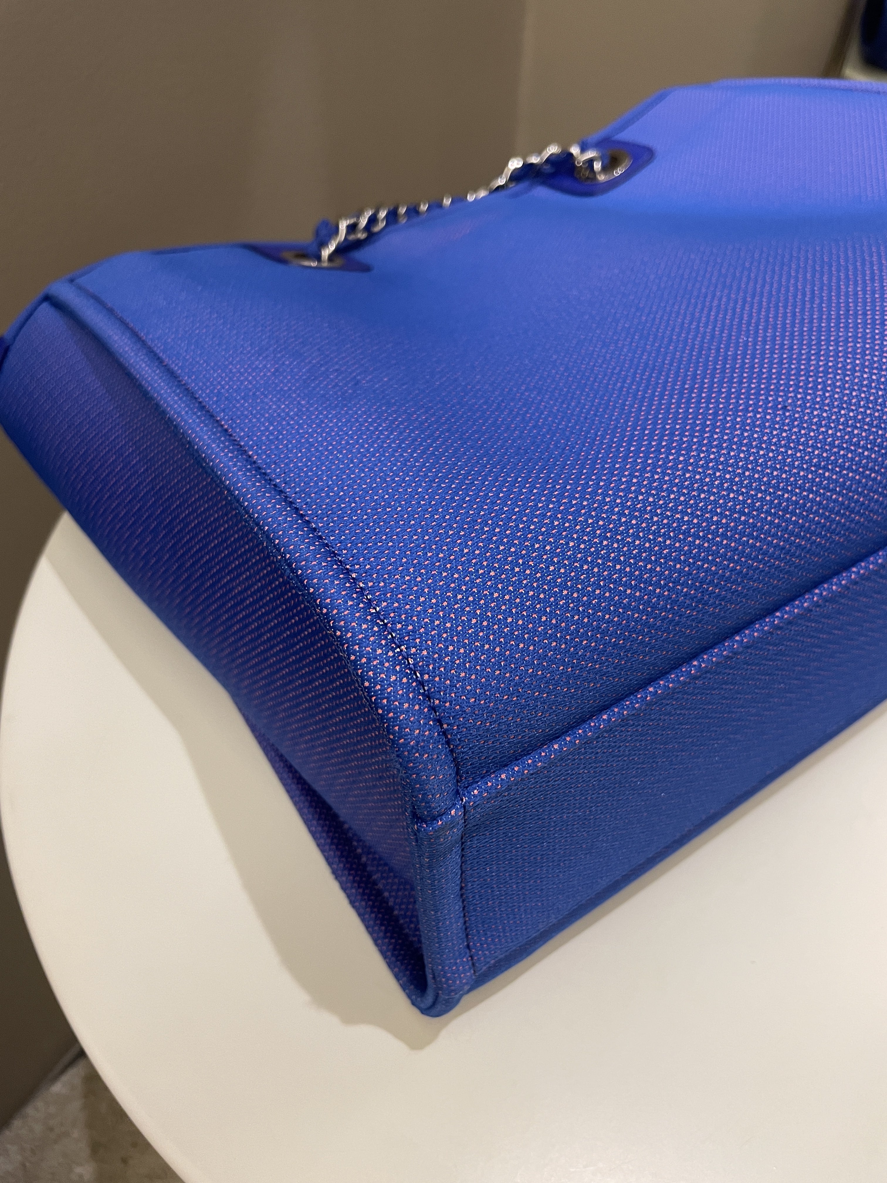 Chanel Deauville Shopper Tote Blue/ Orange