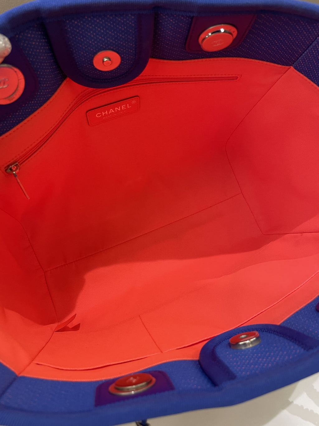 Chanel Deauville Shopper Tote Blue/ Orange