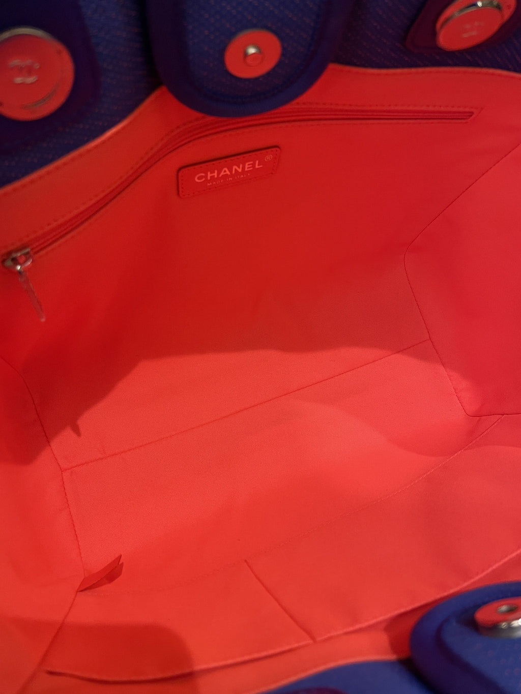 Chanel Deauville Shopper Tote Blue/ Orange