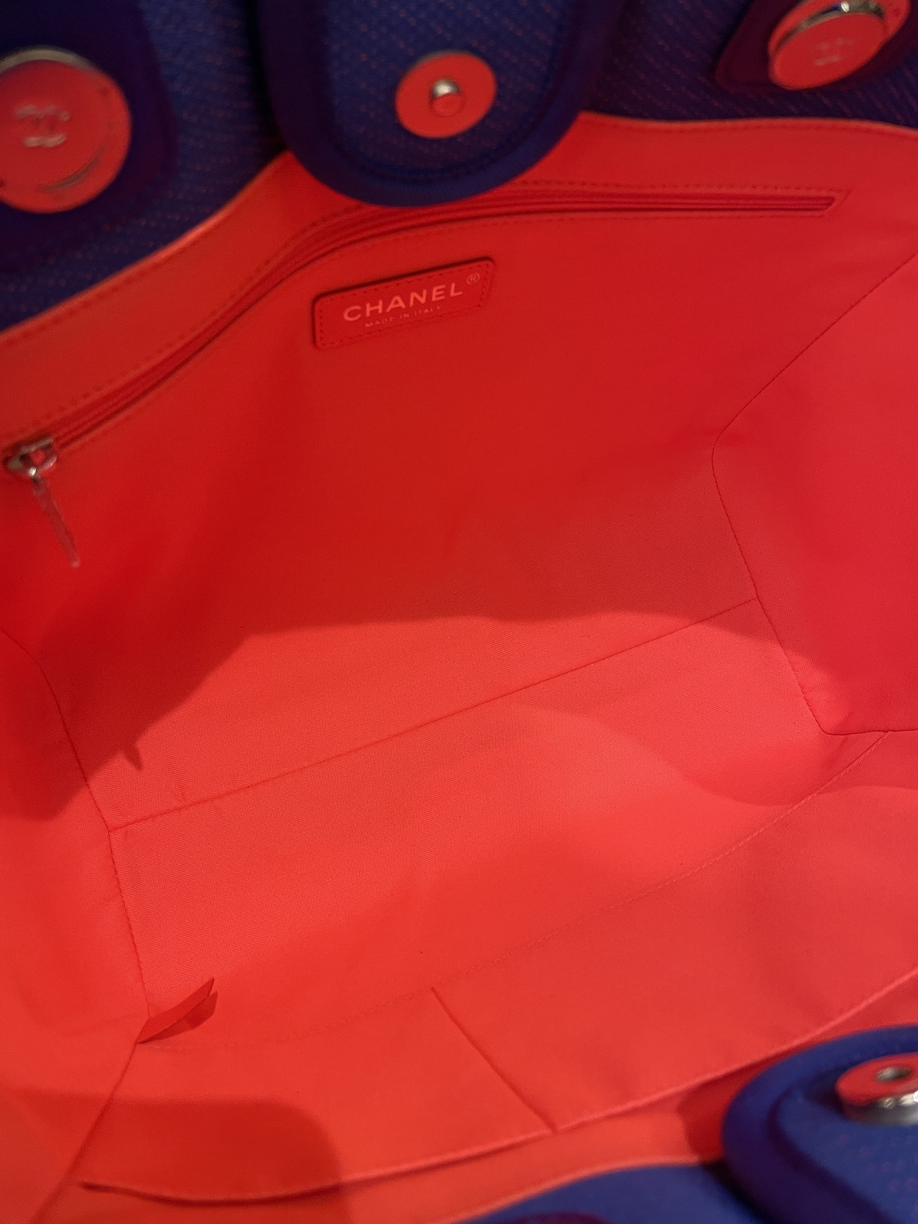 Chanel Deauville Shopper Tote Blue/ Orange