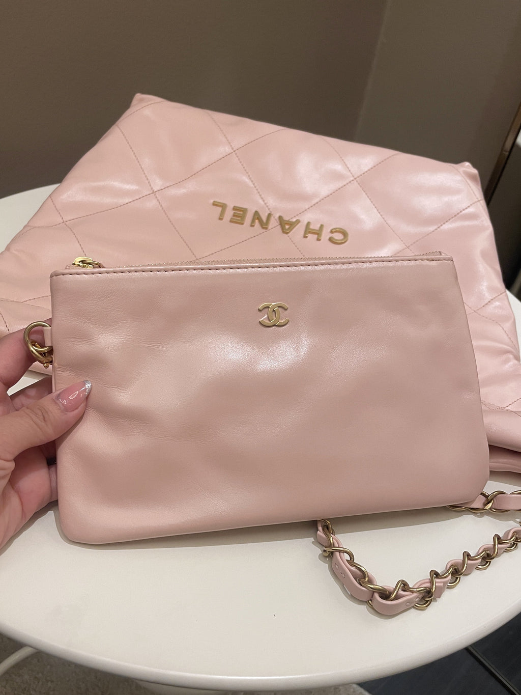 Chanel 22 Nude Blush Pink