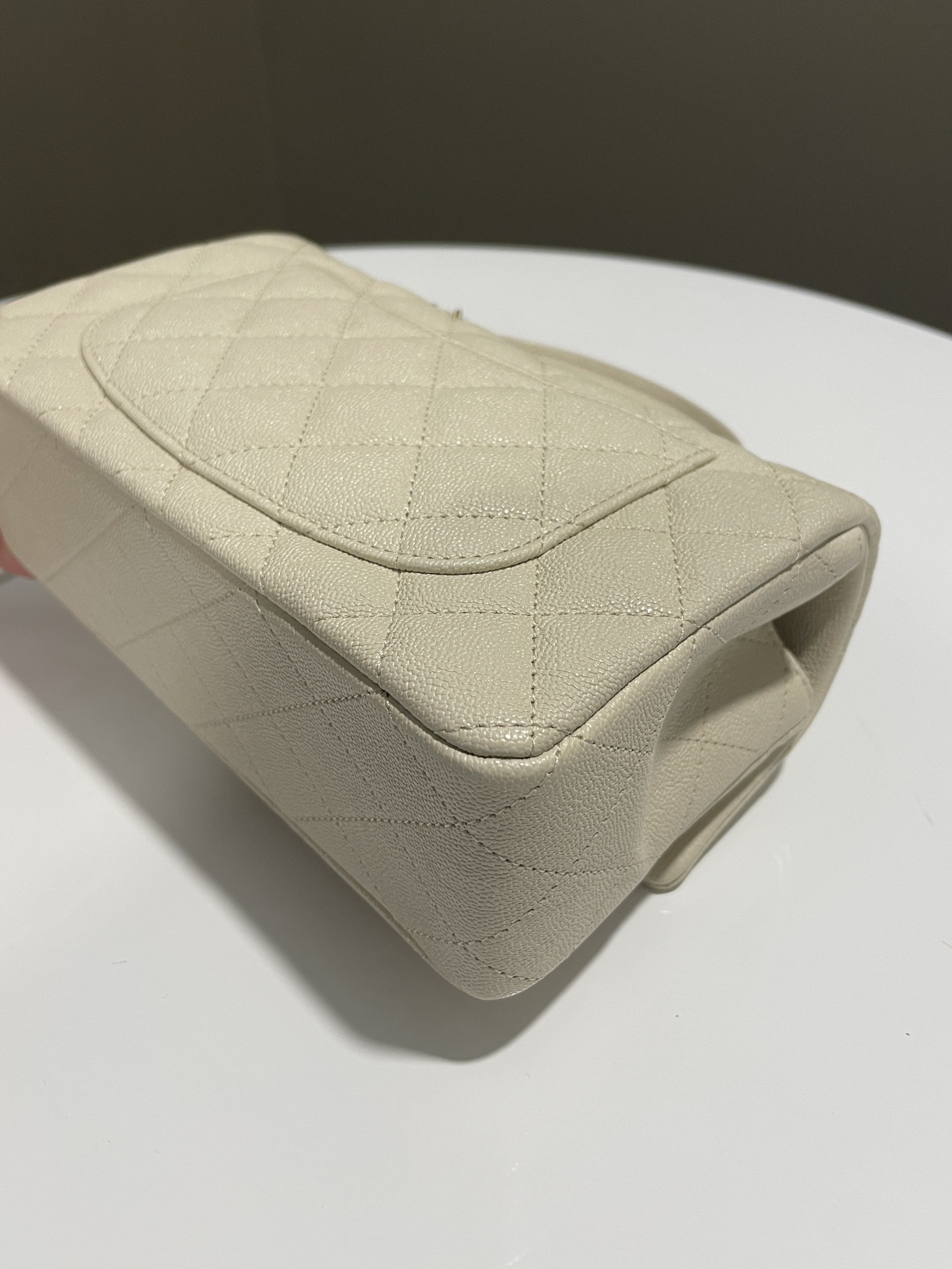 Chanel Quilted Top Handle Mini Rectangular Beige Caviar