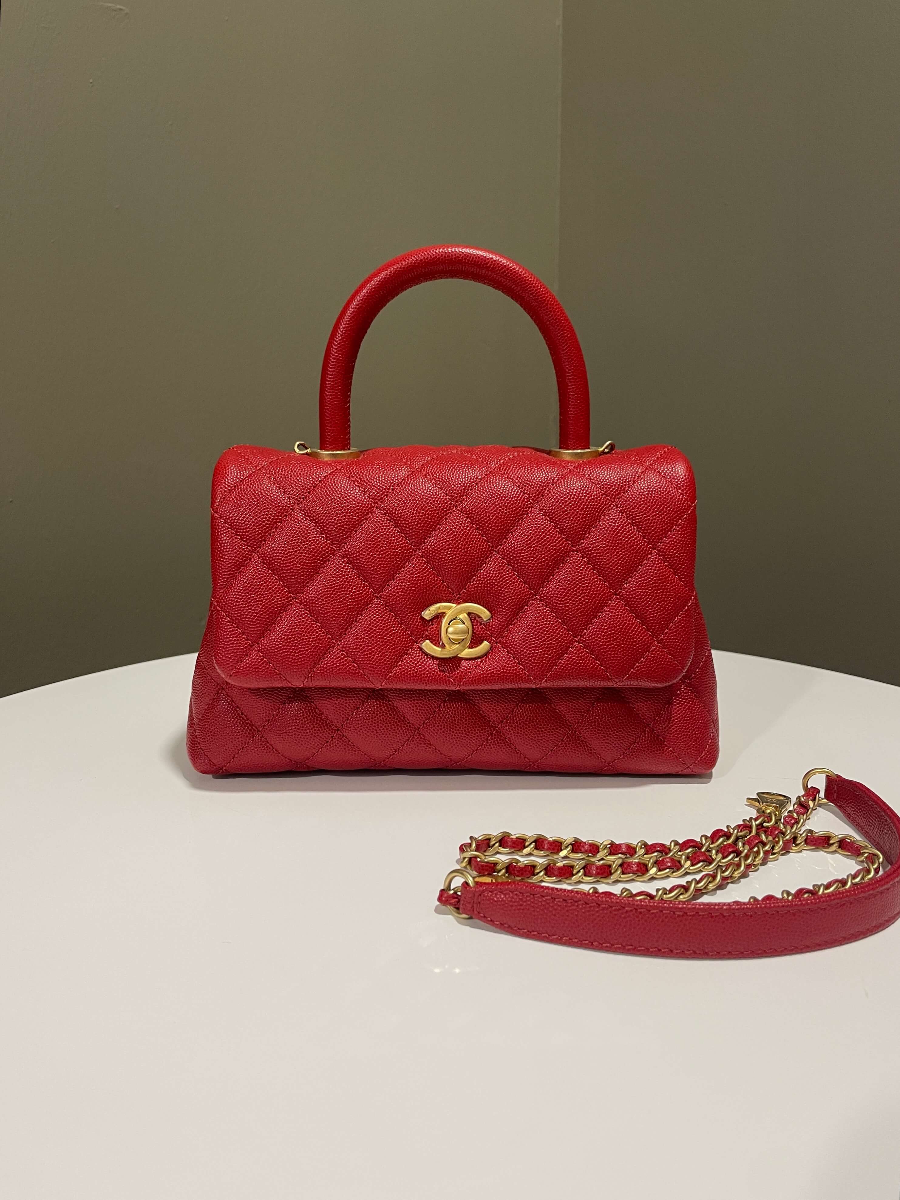 Chanel Quilted Coco Handle Red Caviar