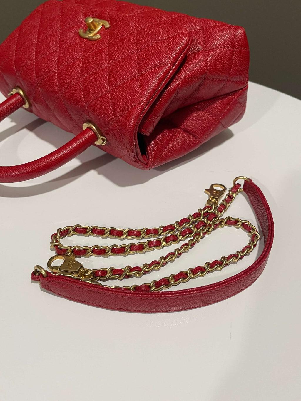 Chanel Quilted Coco Handle Red Caviar