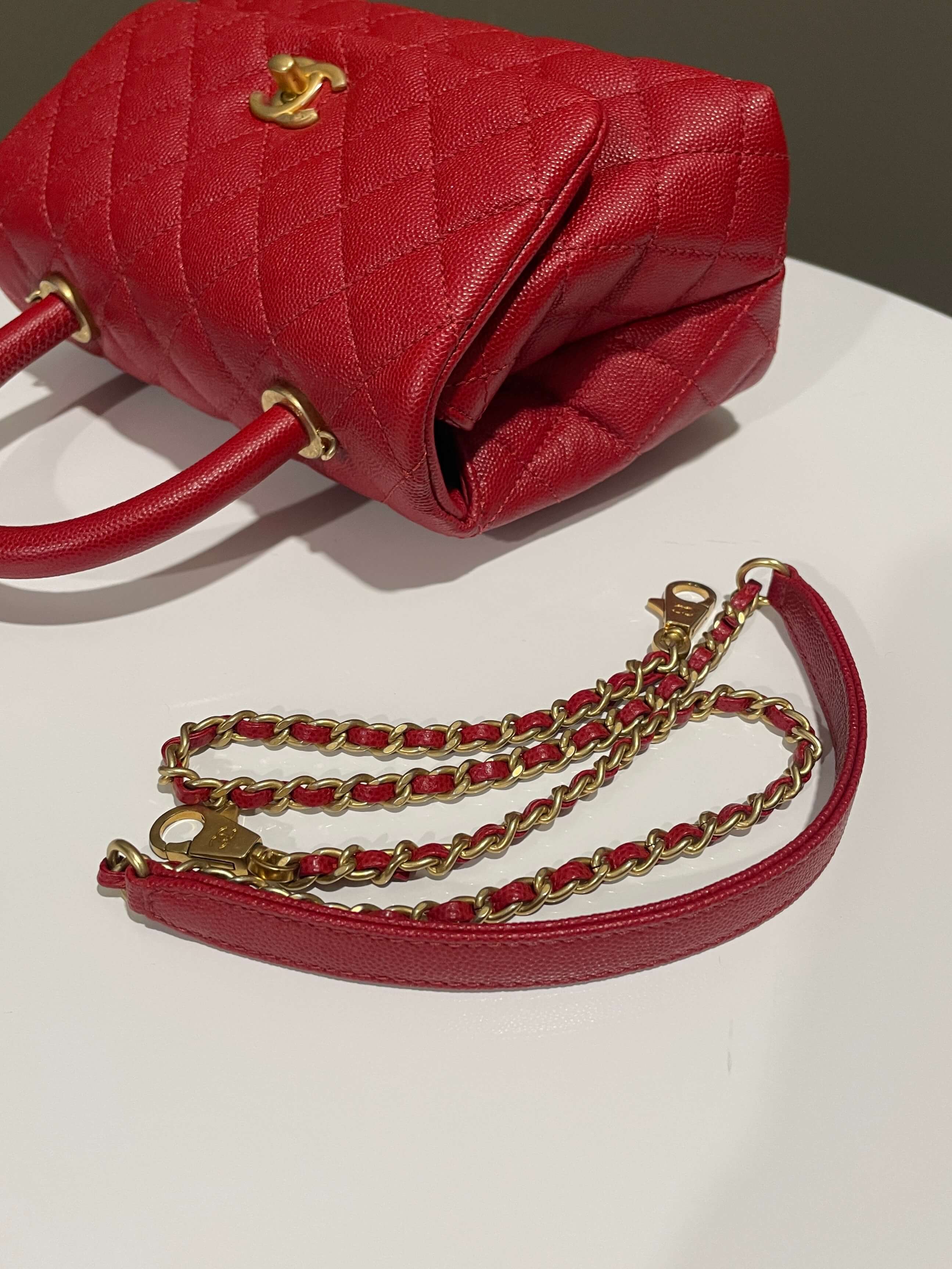 Chanel Quilted Coco Handle Red Caviar