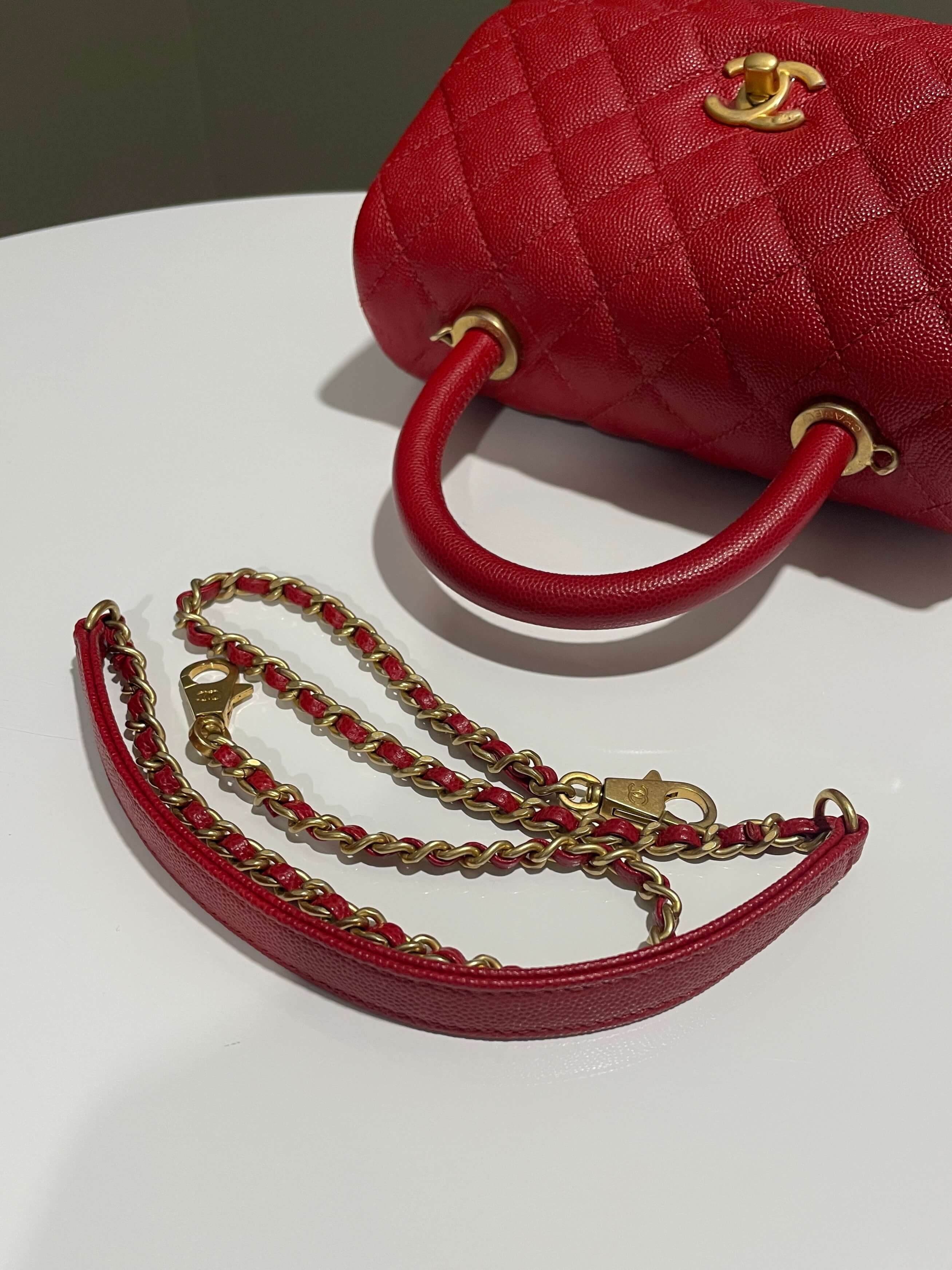 Chanel Quilted Coco Handle Red Caviar